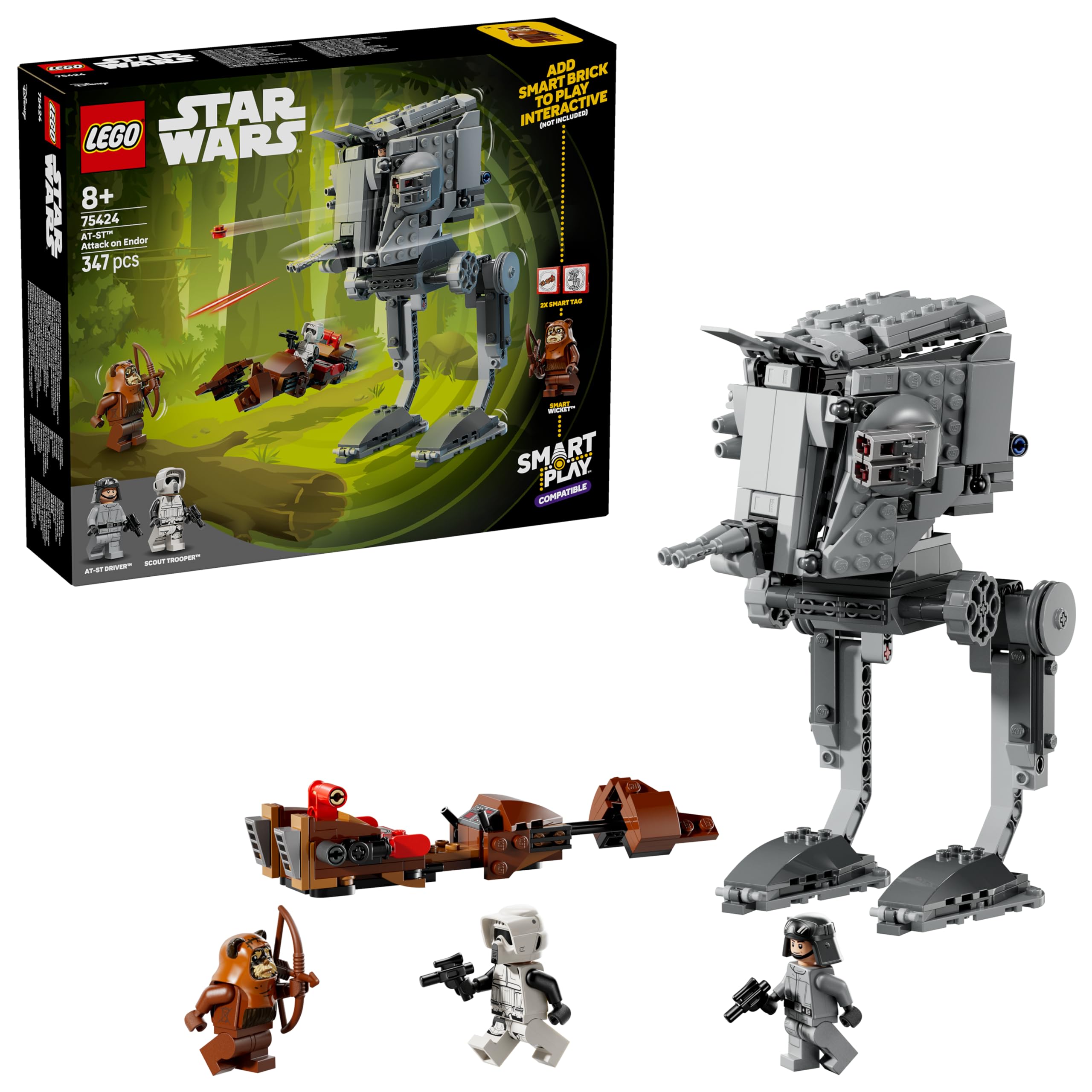 LEGO Star Wars 75424 SMART Play: AT-ST Attack on Endor - Compatible Interactive Toy Set incl. 2 SMART Tags and Wicket Minifigure - Gift Idea for 8+ Year Old Boys, Girls & Adult Fans
