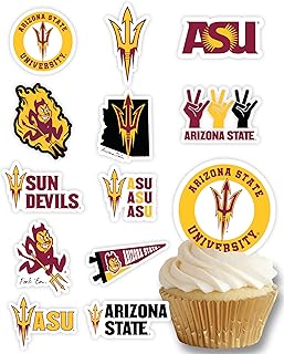 Arizona State Cupcake Topper Party Supplies for ASU Football, Birthday, Graduation Party Decorations (24 Pieces) (Arizona State Sun Devils)