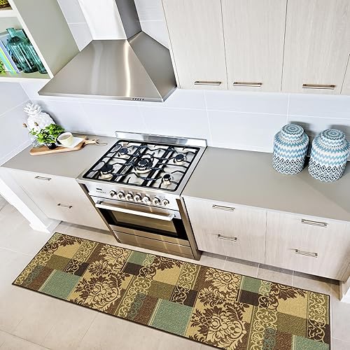 Immagine del prodotto Ottomanson Passatoia dal design contemporaneo con motivo damascato, collezione Ottohome, fondo in gomma, 57 cm x 210 cm, colore: Marrone