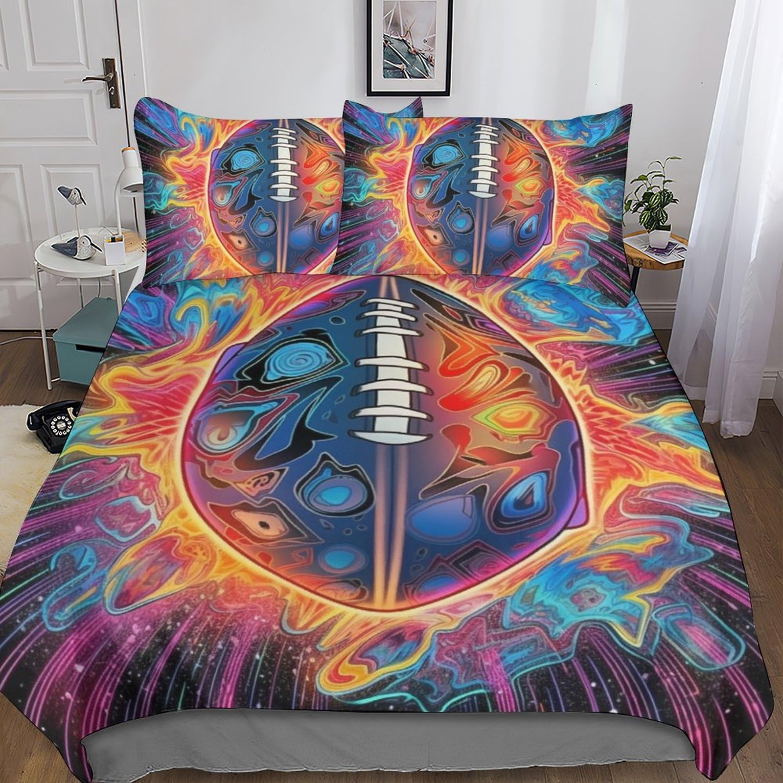 Taies d'oreillers et housse de couette rugby en microfibre douce avec fermeture éclair invisible