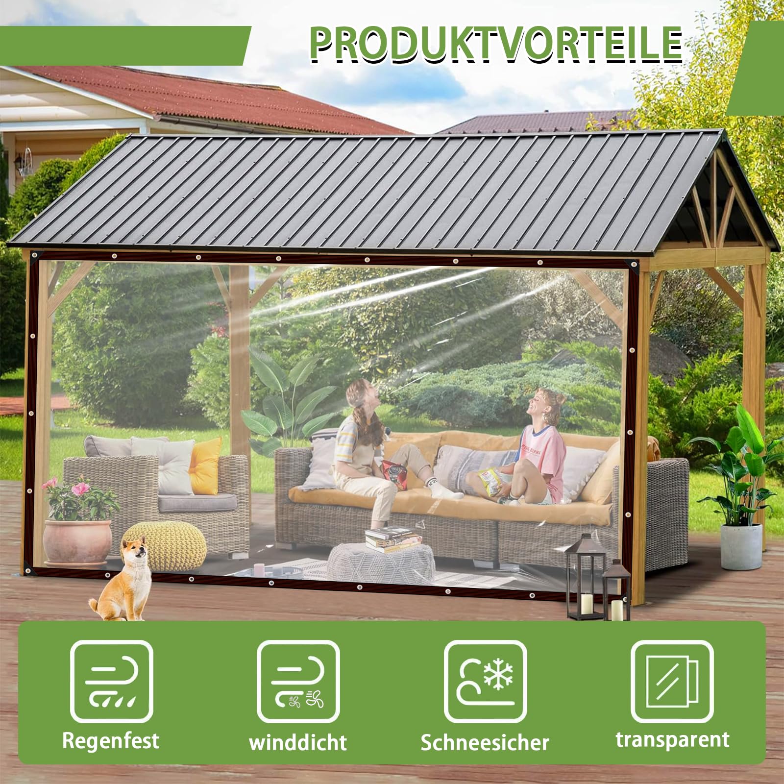 Telone Copertura Trasparente PVC 2x6m Con Occhielli - Impermeabile E Antivento Per Esterni, Balcone, Giardino D'inverno - Foto 7