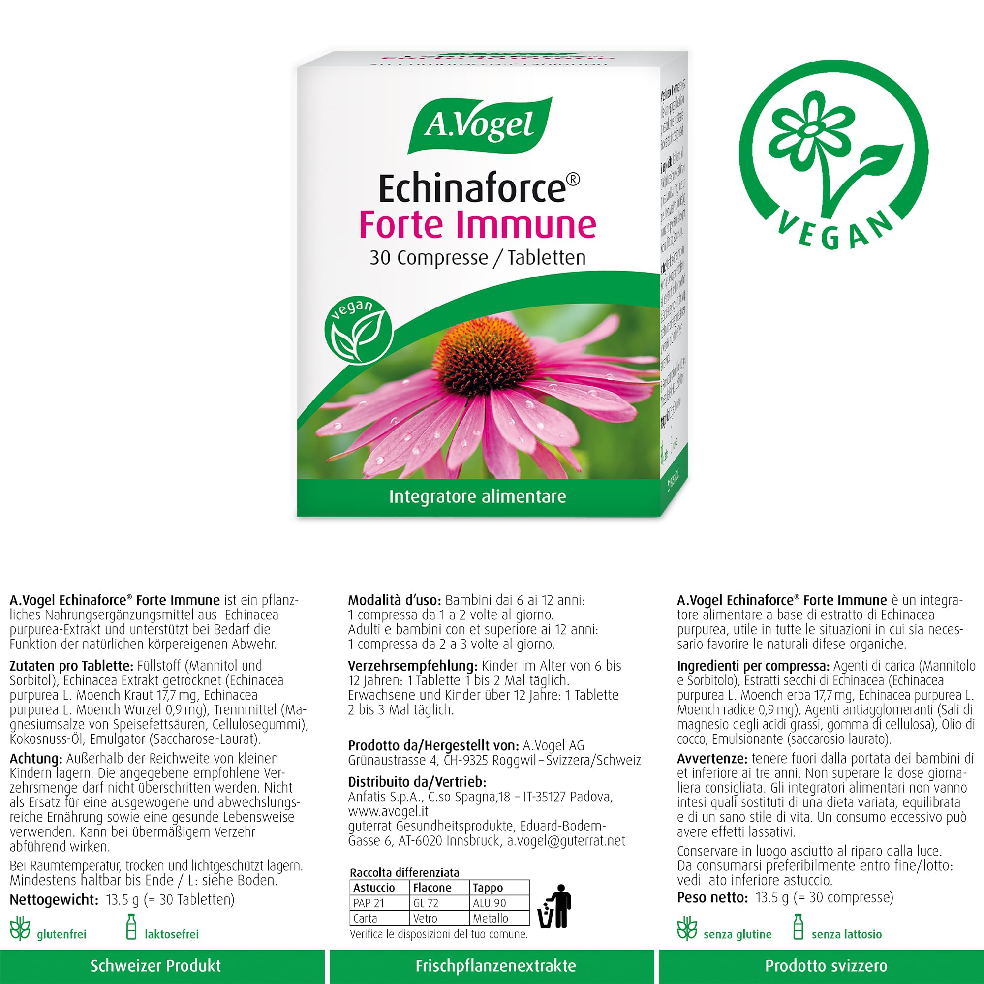 A.Vogel Echinaforce Forte Immune Tabletten 3 x 30 Stück, Immunsystem und Abwehrkraft, Nahrungsergänzungsmittel aus Echinacea Purpurea Extract, vegan, glutenfrei, laktosefrei