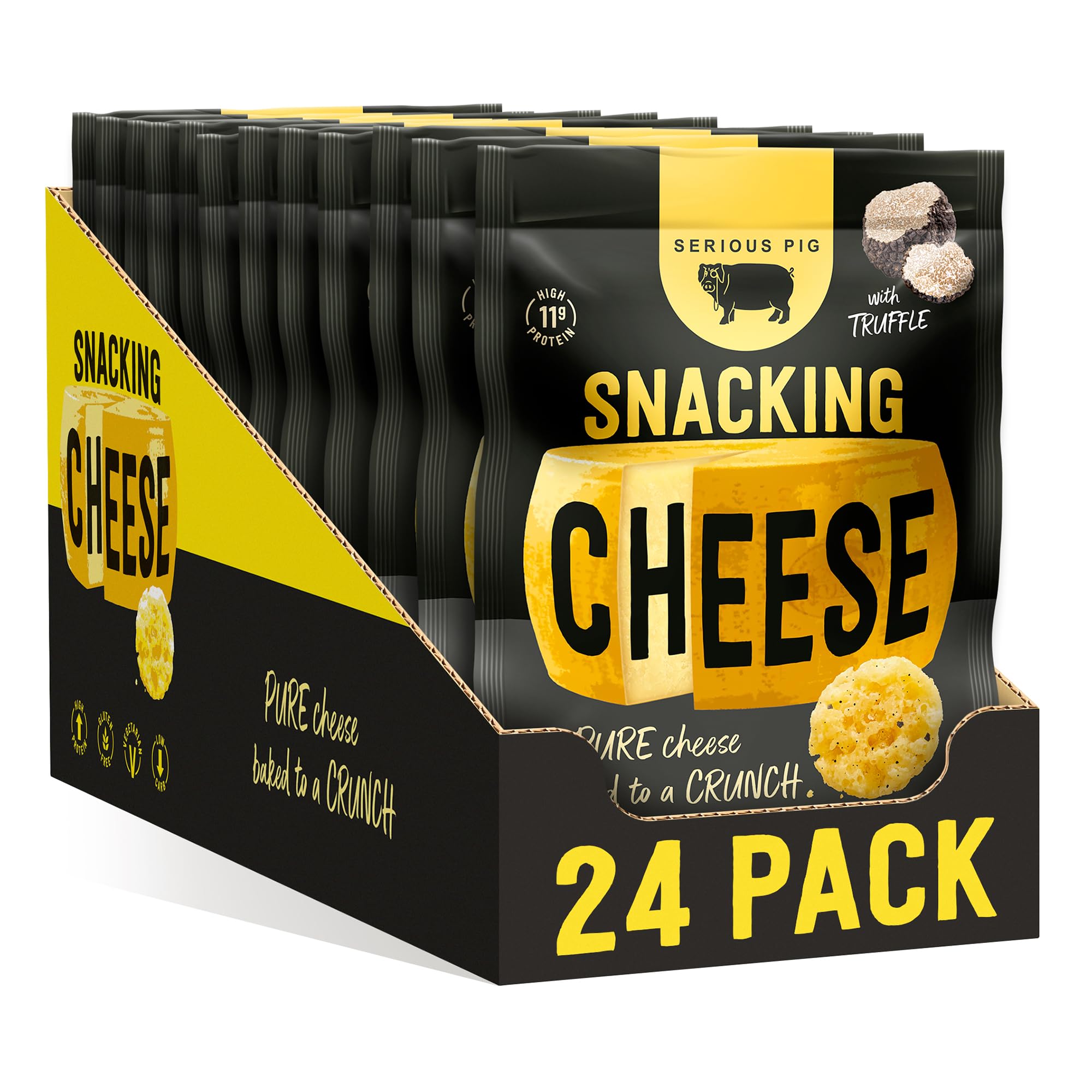 Serious Pig Snacking Cheese Rosemary Flavour - Pure Cheese Crisps High Protein Low Carb (24 x 24g)