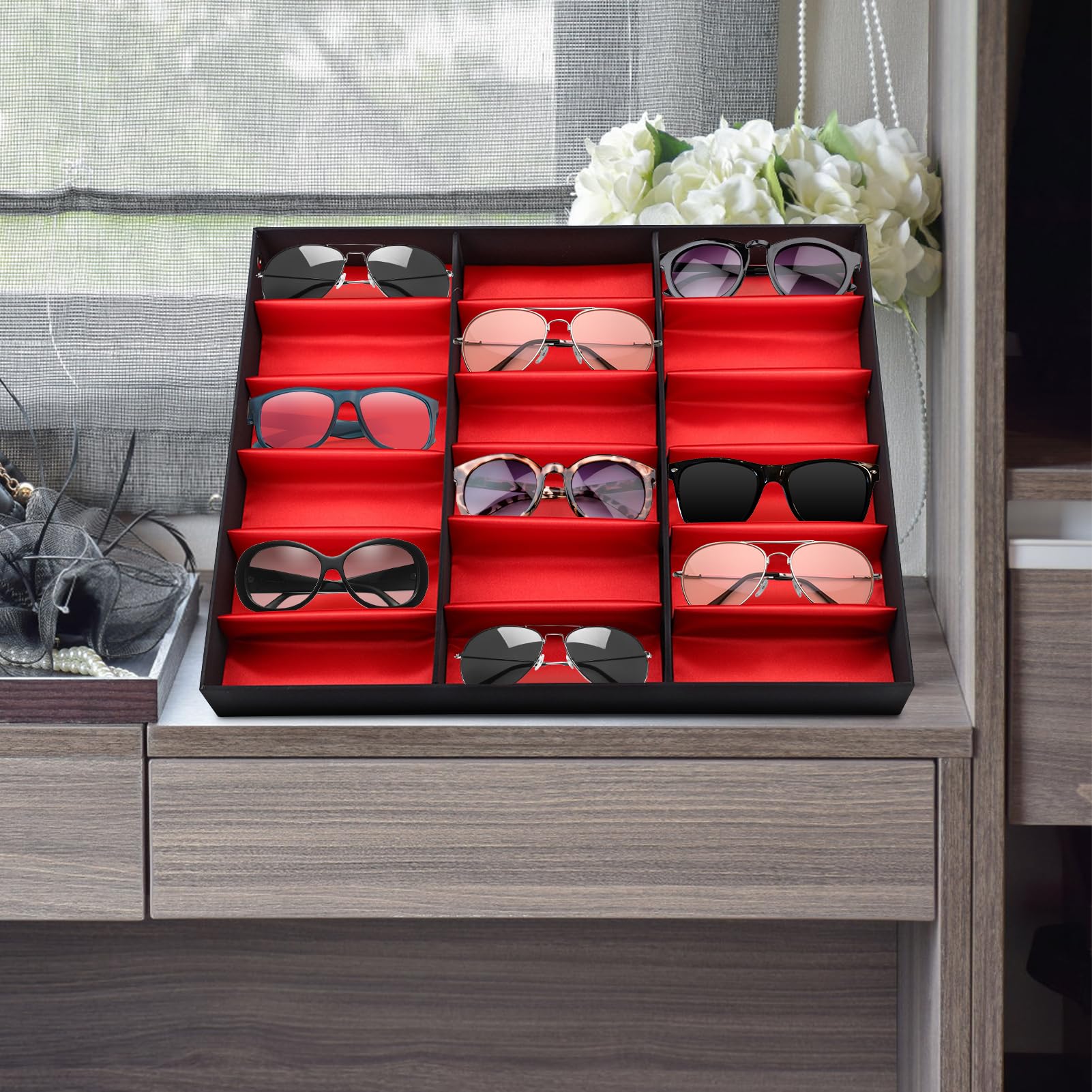 Présentoir pour montres et bijoux - Boîte porte-montres pour 18 montres et lunettes