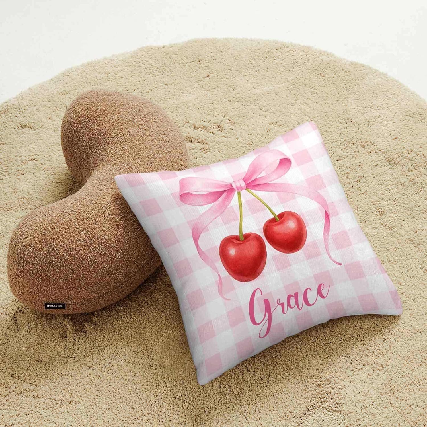 Personalized Pink Bow and Cherry Crib Bedding Set for Girls – Custom Baby Name 3 Pcs Nursery Set with Mink Blanket, Fitted Sheet & Pillowcase, Toddler Infant Baby Bedding