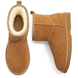 Genuine Suede Mini Boots for Women Winter Warm Fuzzy Boots Comfort Snow Boots with Fur Lined