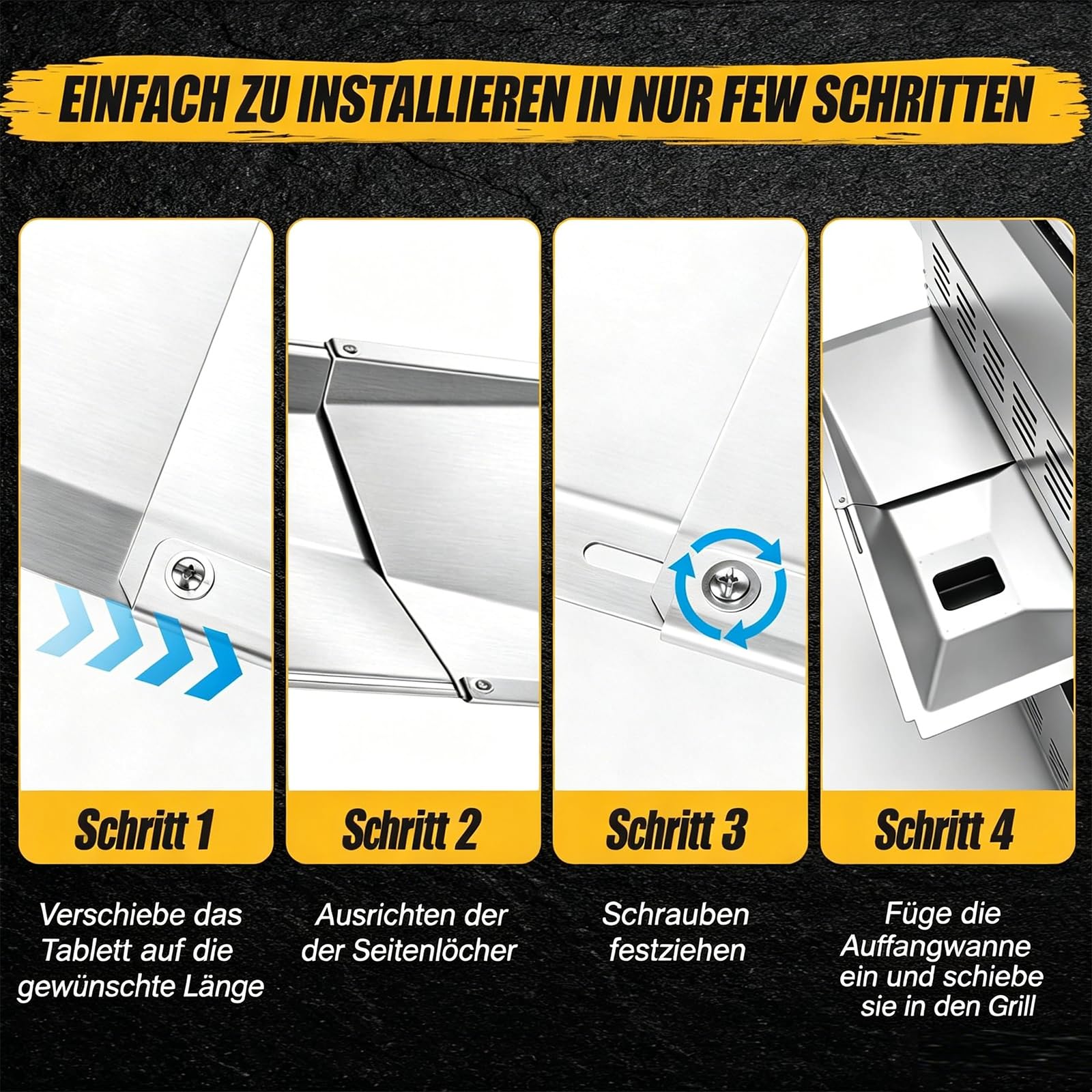 GFTIME Universal Fettwanne mit Auffangwanne 60cm bis 80cm, Verstellbar Tropfpfanne für 3/4/5 Brenner Gasgrill von Charbroil, Dyna Glo, Nexgrill, Kenmore, Uniflame und mehr, Fettauffangschale