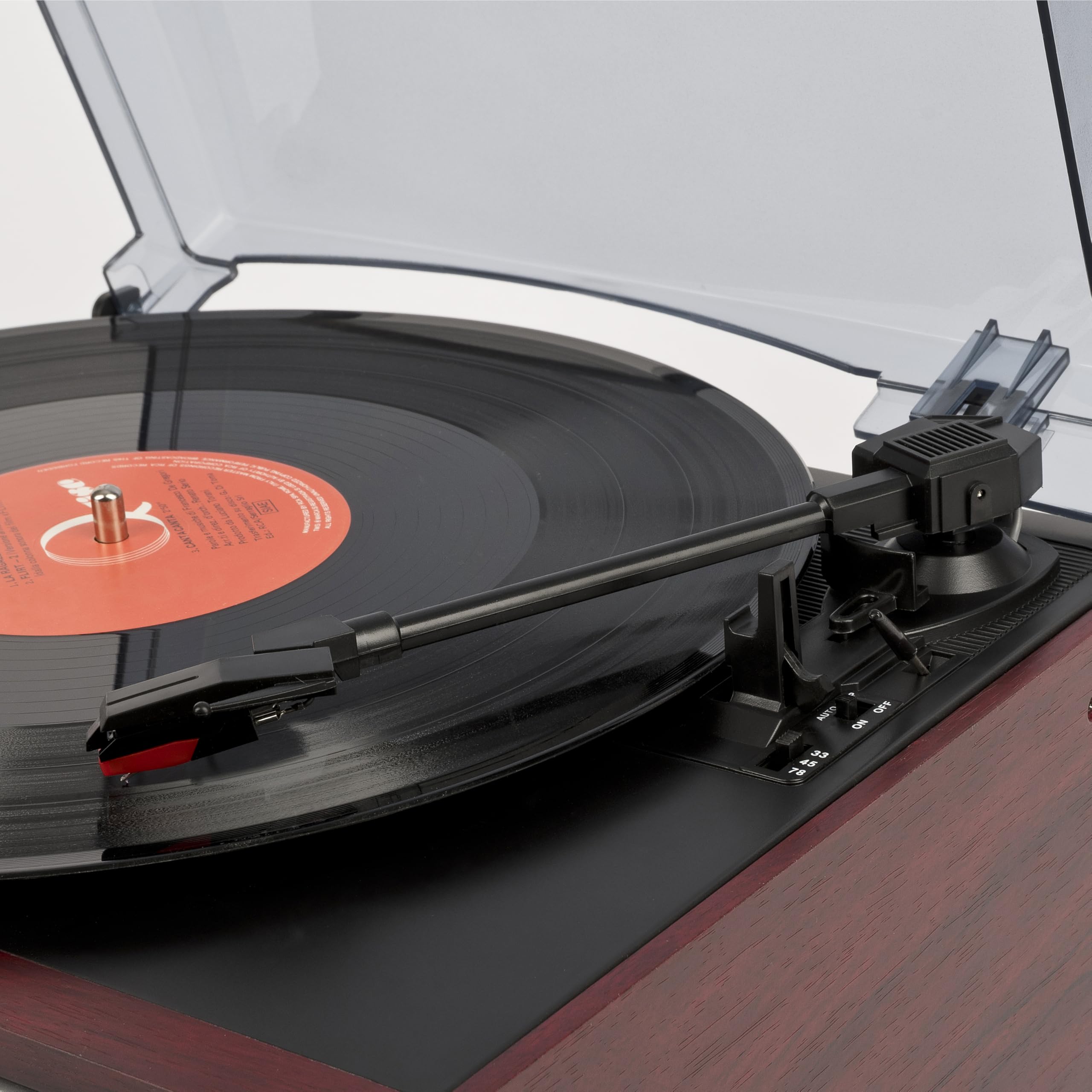 Trevi TT 1072 Dab, Platine Vinyle 33, 45 et 78 Tours, Lecteur Vinyle avec sans Fil, Lecteur CD et Mp3, USB et SD, 25 W, Radio numérique Dab/Dab+ FM, Prise Casque, caisses avec Bass Reflex, Bois