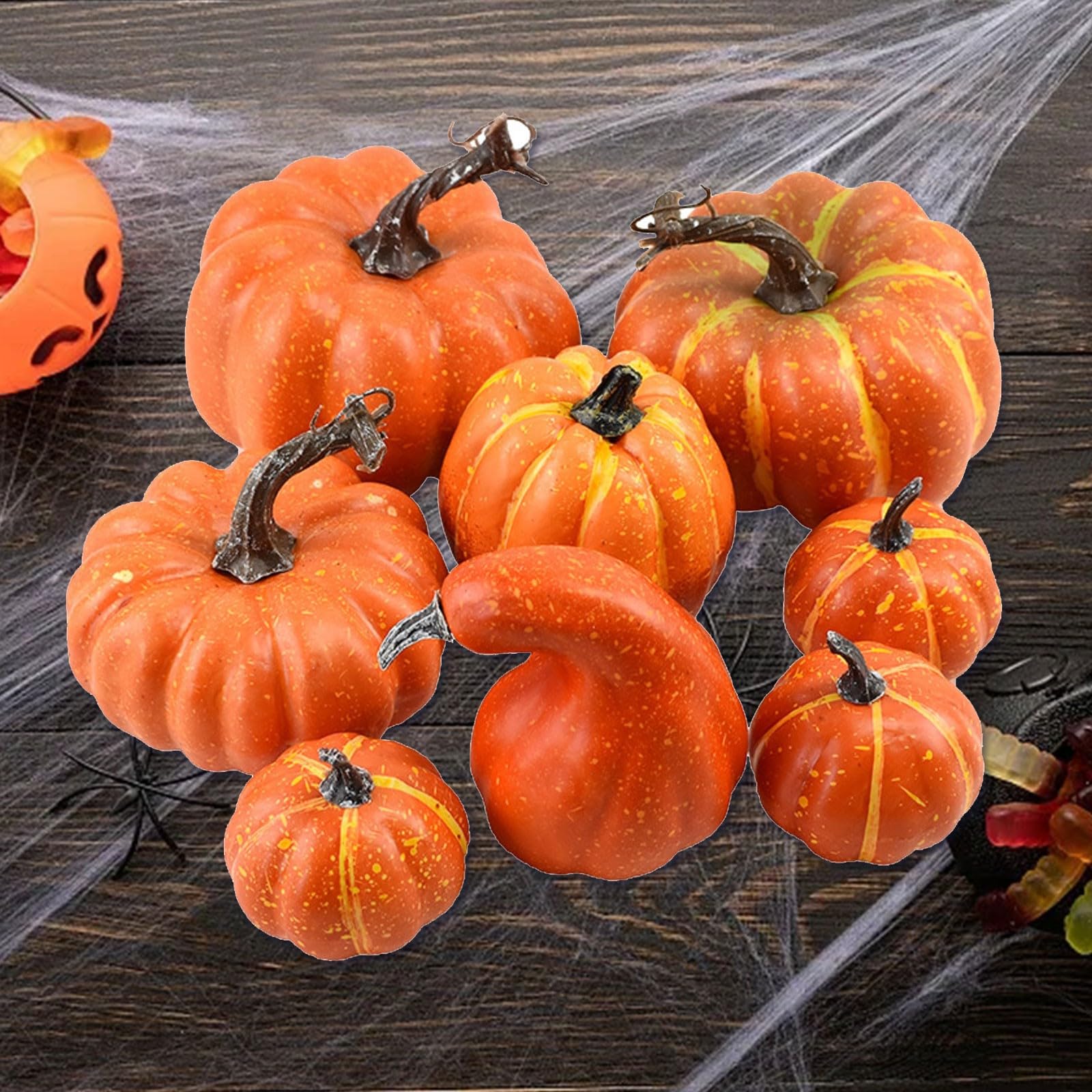 Herbstdeko Mini Kürbisse 3-tlg - Gestrickte Kürbis Deko Für Tisch Und Regal