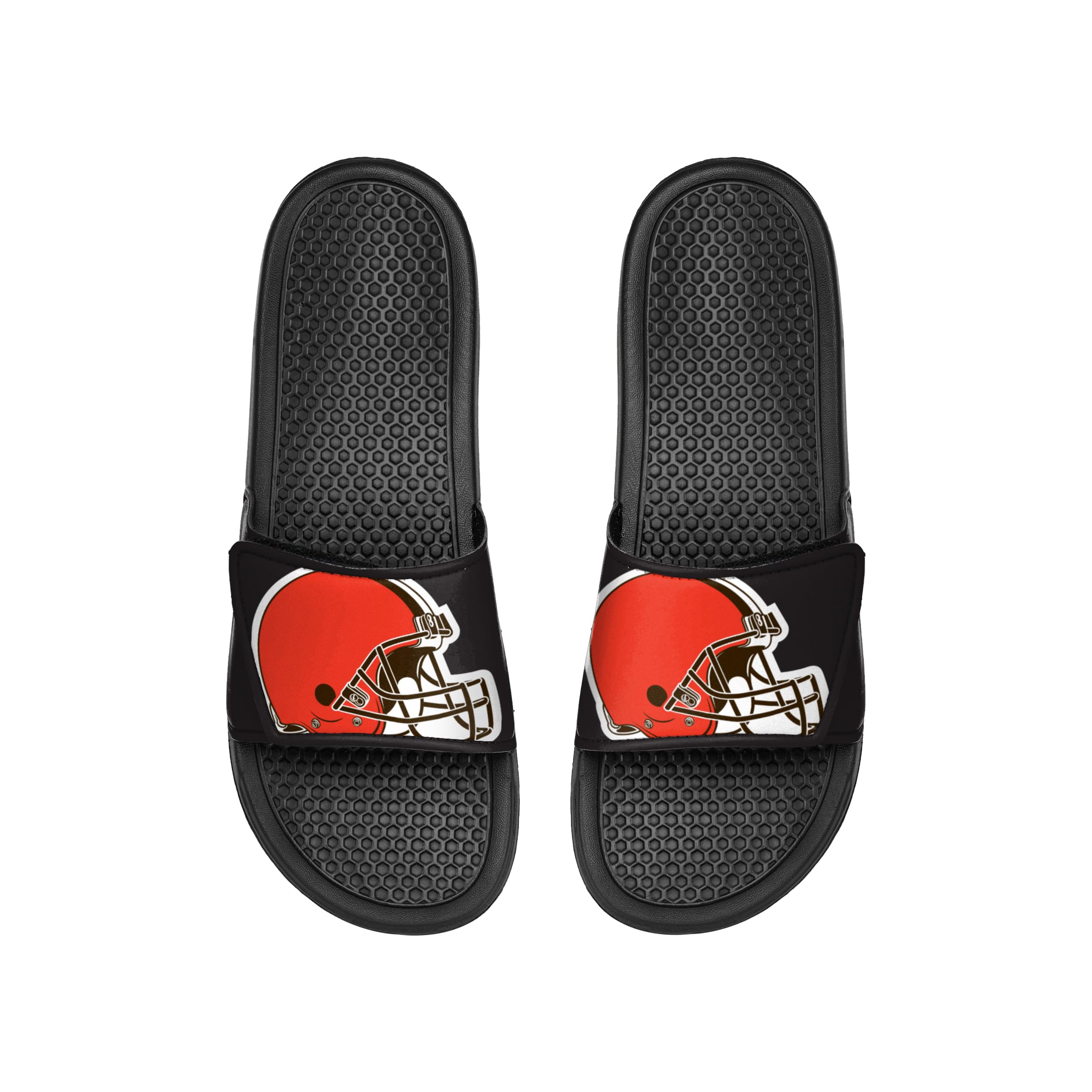 FOCO Men's NFL Black Cropped Big Logo Sport Sandals Slides, Team Color, 13-14
