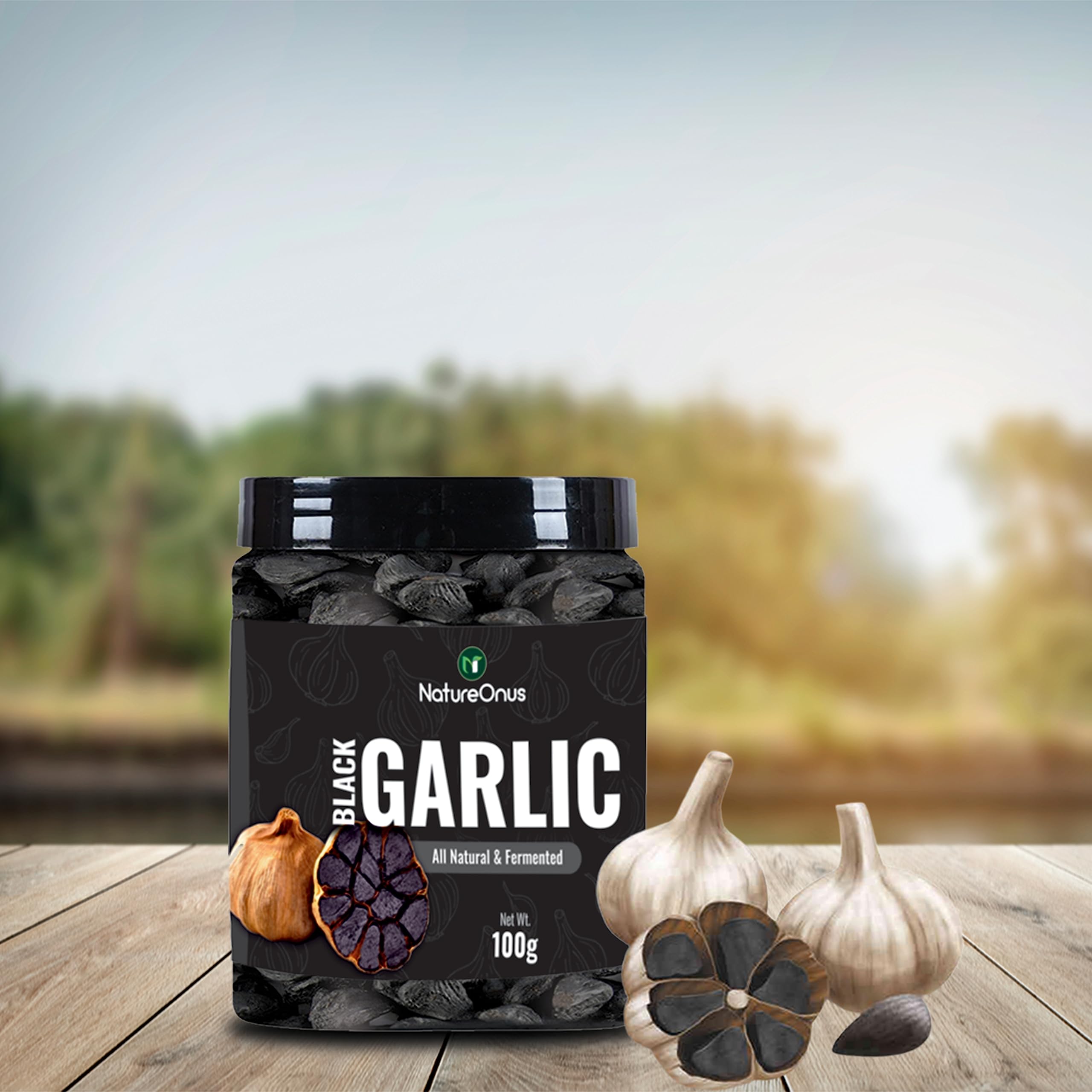 NatureOnus Black Garlic 100g (Lehsun) | A Grade Cloves | Ready to Eat | Highly Nutritious | Miracle Vegetable Super Food | Without Any Preservatives Kala Lasun 1