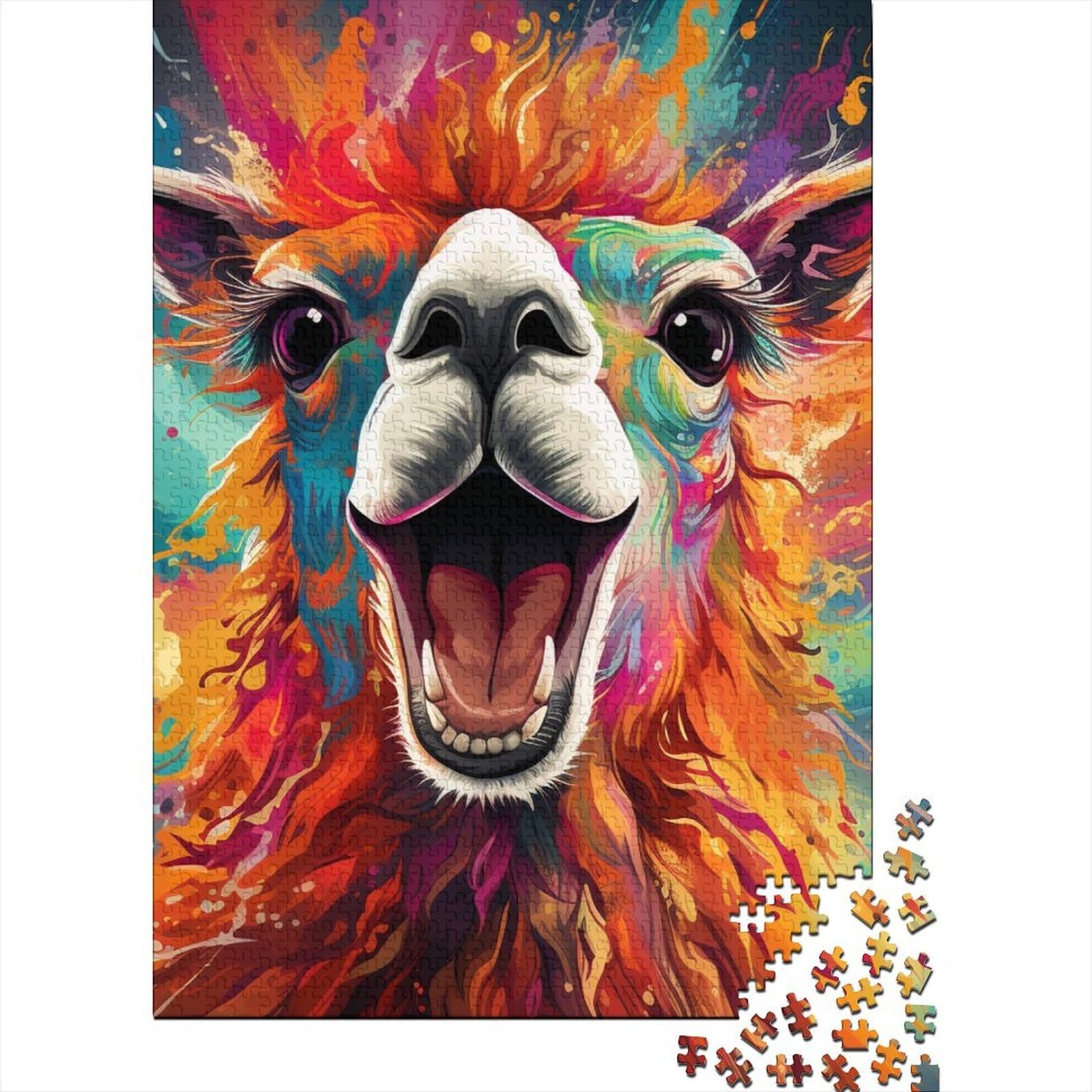 Colorful Lively Llama 1000 Piece Jigsaw Puzzle Paper for Adults Artistic Style Puzzle Game for Family Home Decor Gift 70x50cm/1000pcs