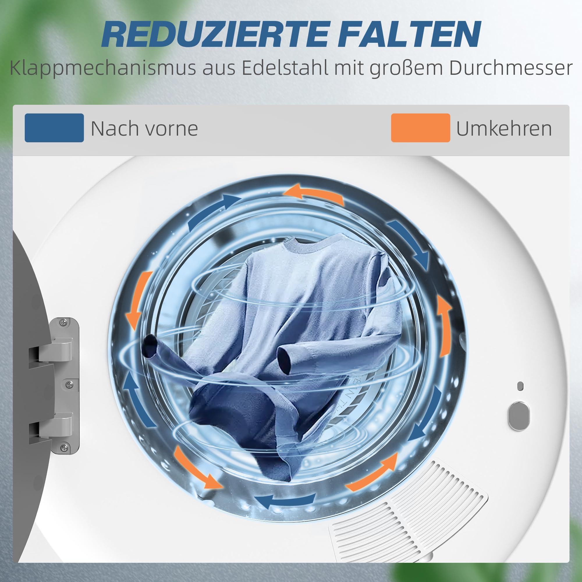 HOMCOM Mini Wäschetrockner mit einstellbarem Timer 800 W 4 kg bis zu 60℃, Freistehend, Stapelbar, Wandmontierbar Ablufttrockner mit Edelstahltrommel und Touch-Anzeige Trockner für Kleidung Weiß
