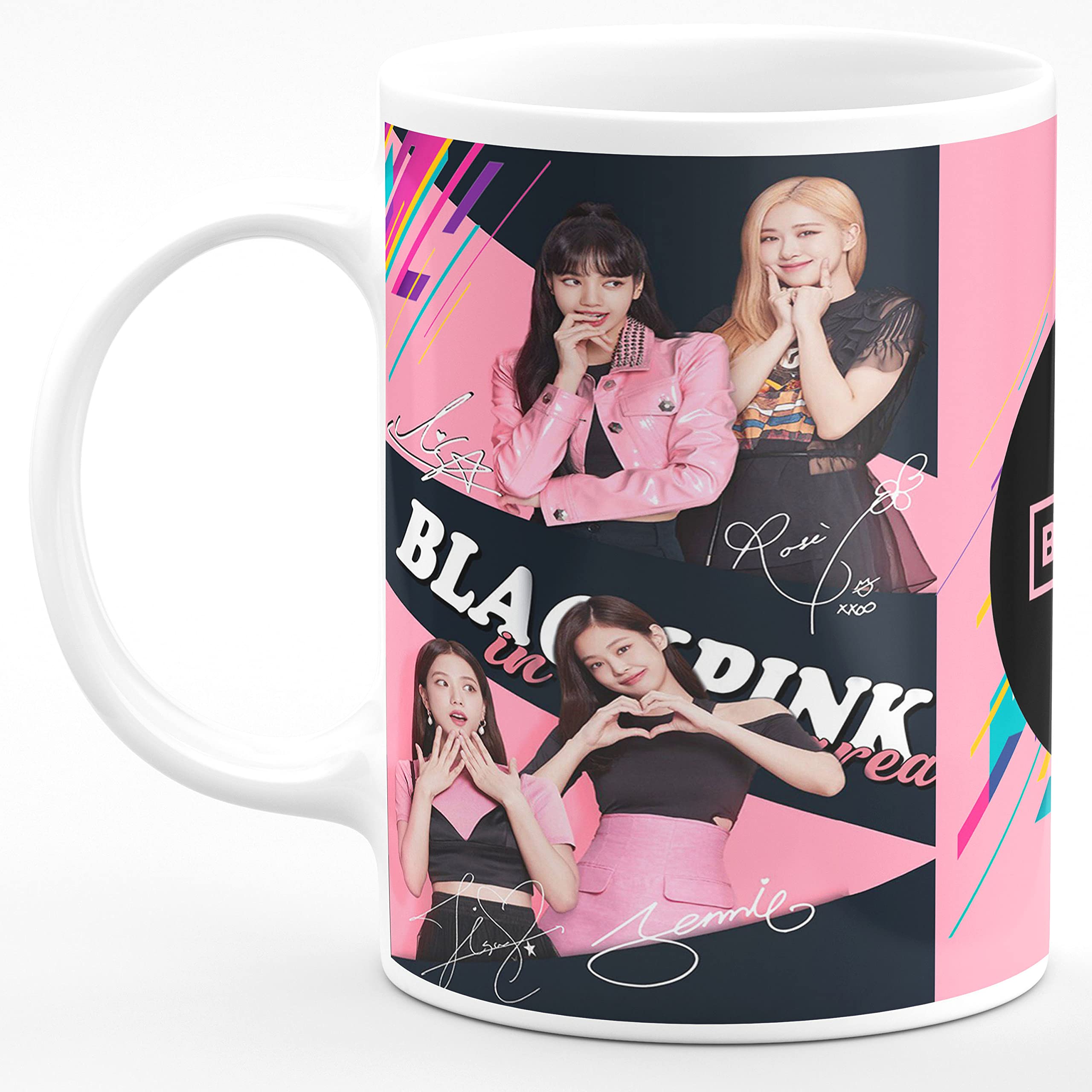 Blackpink Signature Black Pink Mugs Gift for Kids Brother Sister Son Daughter Boys Girls Hd Printed White HD Printed NDS03Microwave Safe White Ceramic Coffee Mug (350 ml)