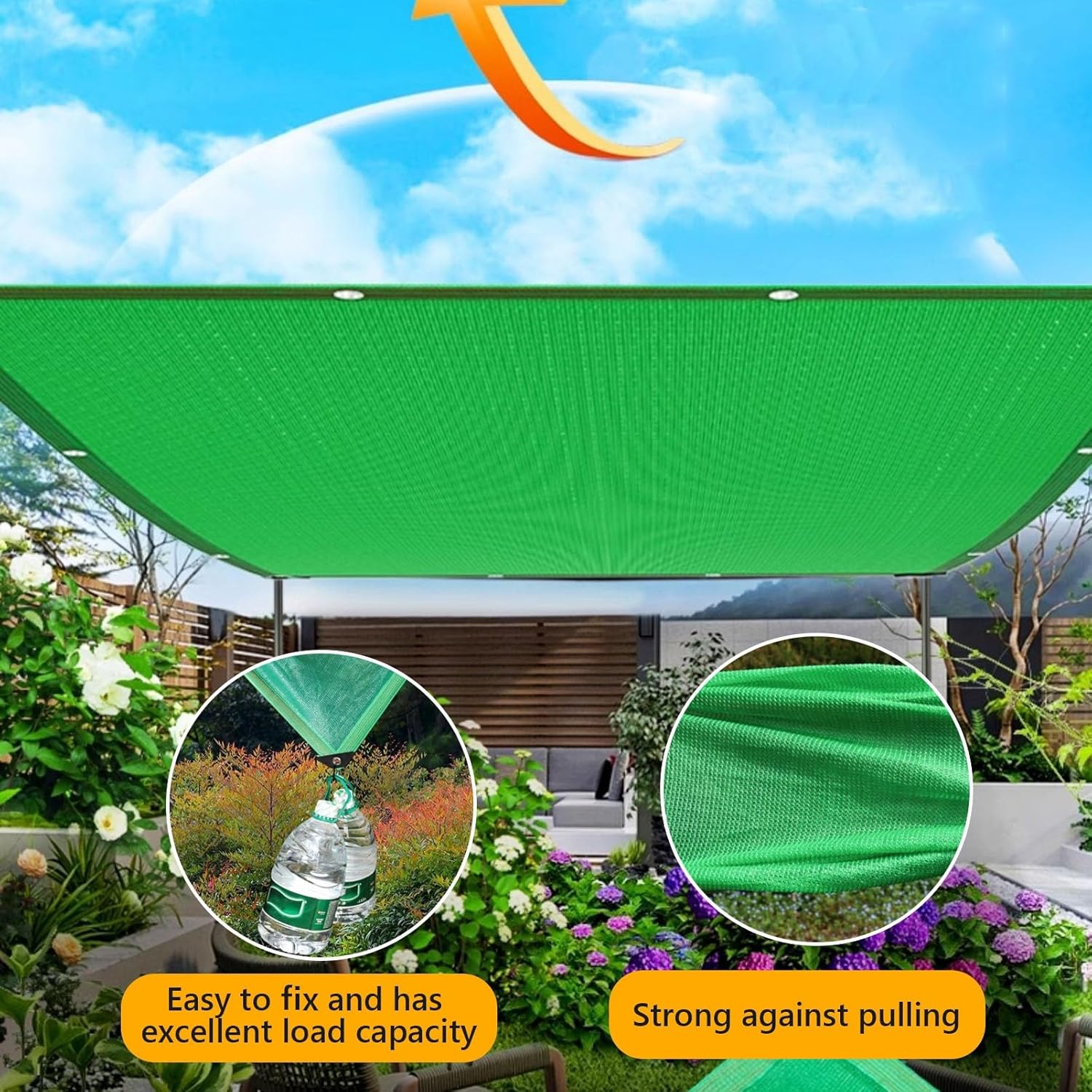 Sun Shade Netting Rectangle Outdoor Shade Cloth with Reinforced Grommets Shade Net Cover for Porch Backyard Lawn Garden, Green(2X4m)