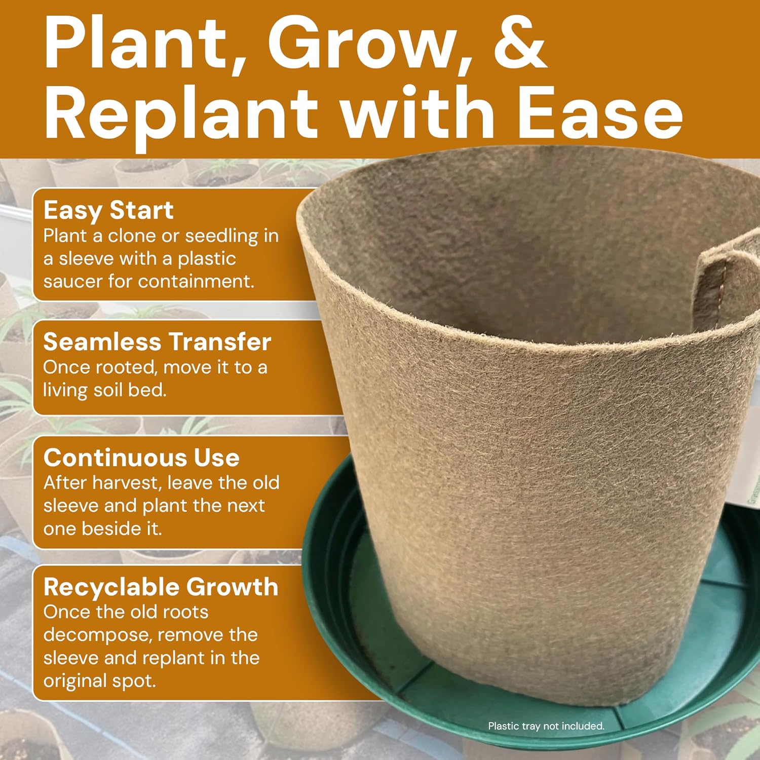 Sustainable Village Grow Bags - 1-Gallon Bottomless Fabric Pots for Plants for Indoor and Outdoor Use - Breathable Design for Healthier Roots- 20 Pack