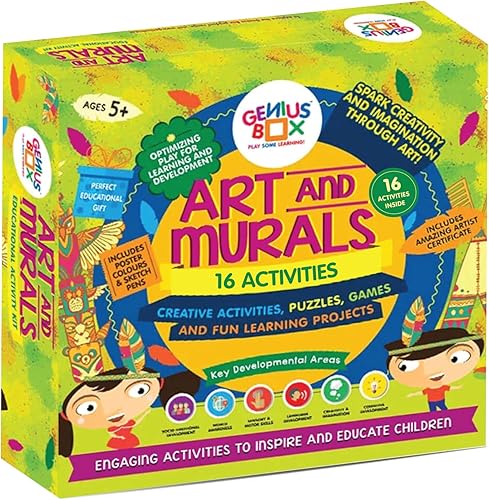 Genius Box Art and Murals - Kit de manualidades 8 en 1, juego de actividades creativas para niños de más de 5 años, juguetes divertidos de