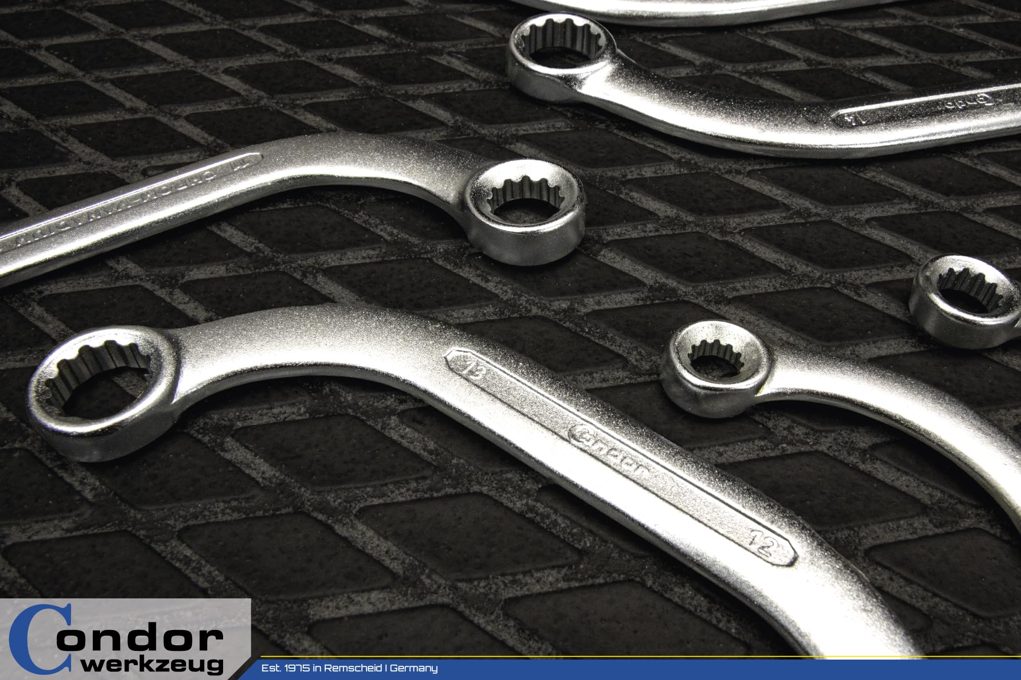 CONDOR Werkzeug 4404 | Starter- und Blockschlüssel-Satz | 7-tlg. | 6x7-18x19 mm | Chrom-Vanadium-Stahl | Doppelringschlüssel-Satz C-Form Ringschlüssel-Set für Werkstatt und Heimwerker