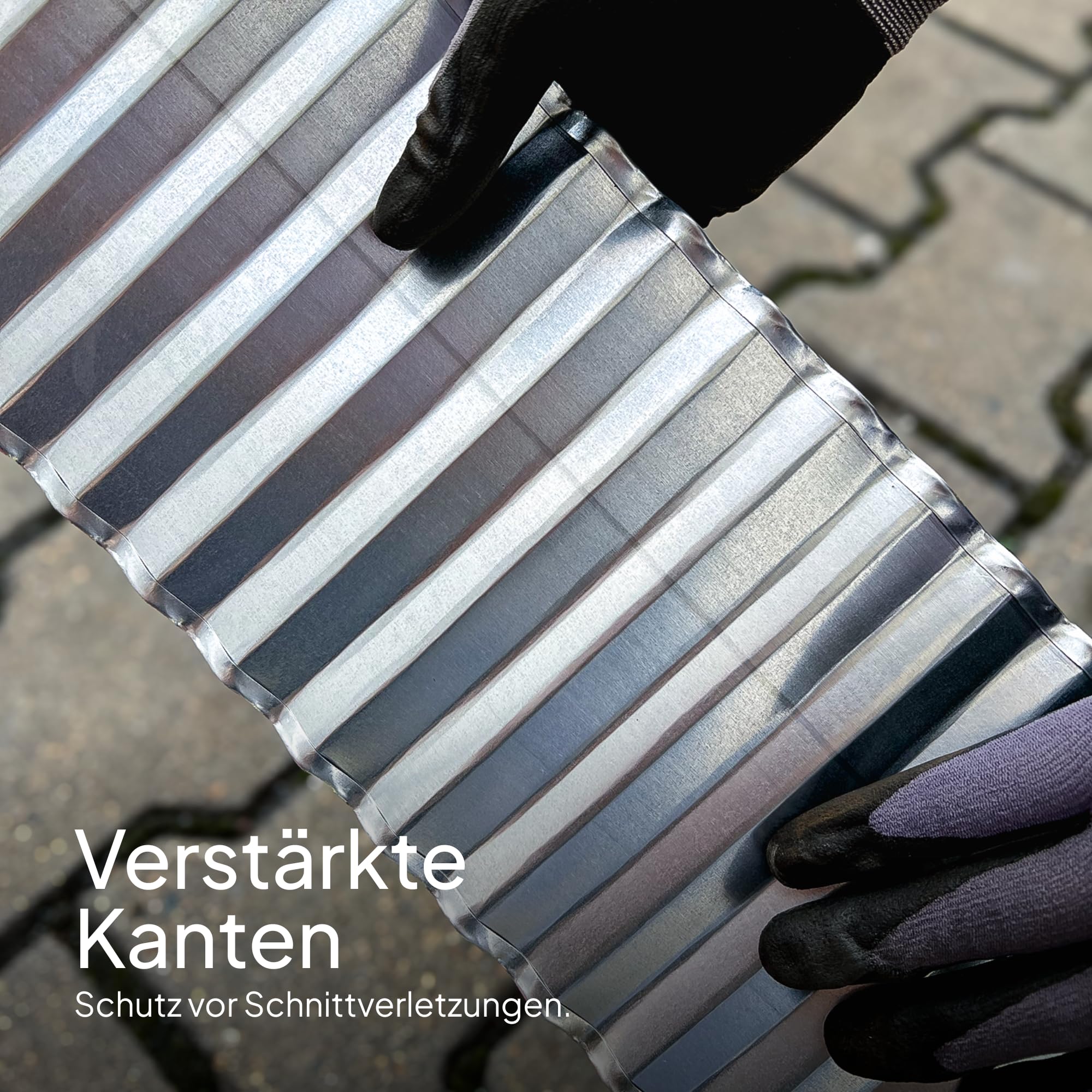 UNIGARDIA Gewellte Rasenkante aus Metall, Verzinkt, Höhe 15 cm, 12 m