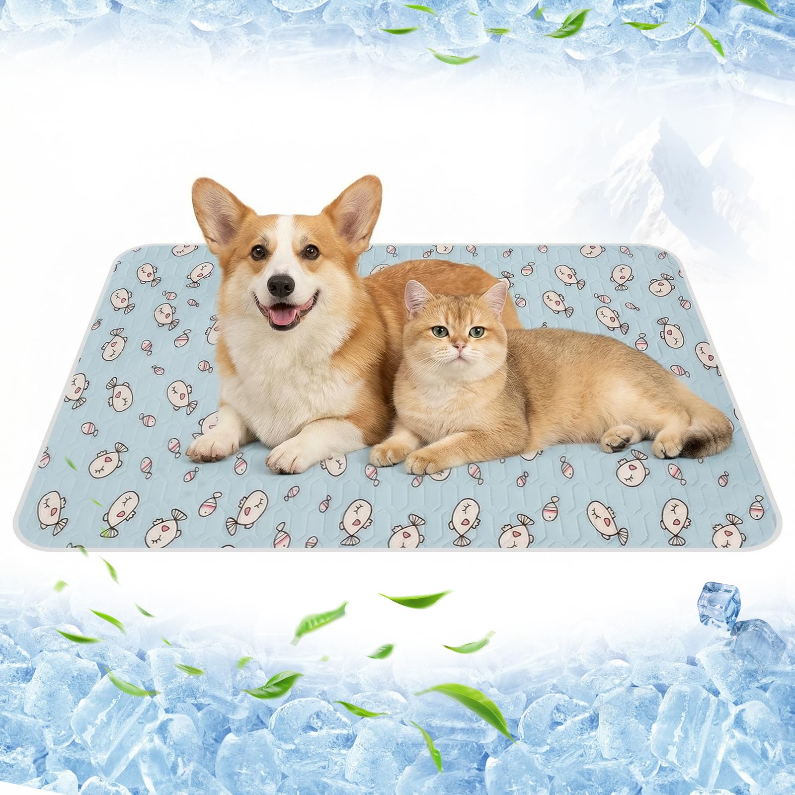 Ninonly Cooling Mat for Dogs and Cats, 50 x 40 cm Cool Bed for Pets, Cooling Mat Summer Mat, Machine Washable and Foldable, Cool Blanket Ideal for Home, Car, Travel