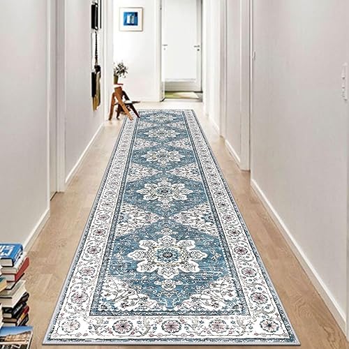 Ileading Alfombra vintage para pasillo, 2 x 10 pies, lavable a máquina, alfombra de entrada extendida con respaldo de goma, tapete antideslizante