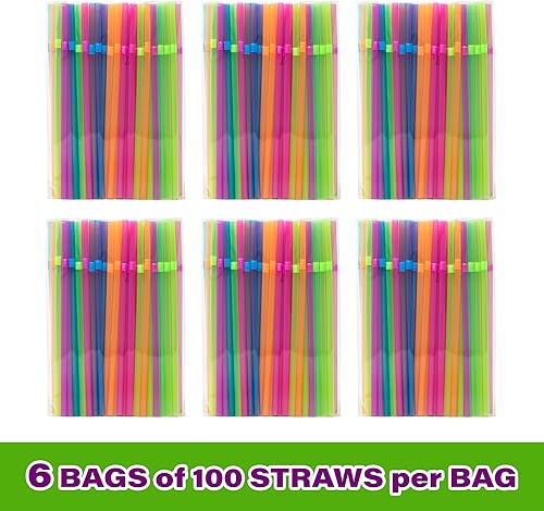 Miniatura 2 de Neeto - Pajitas de plástico de neón (7,75 pulgadas, 600 unidades)