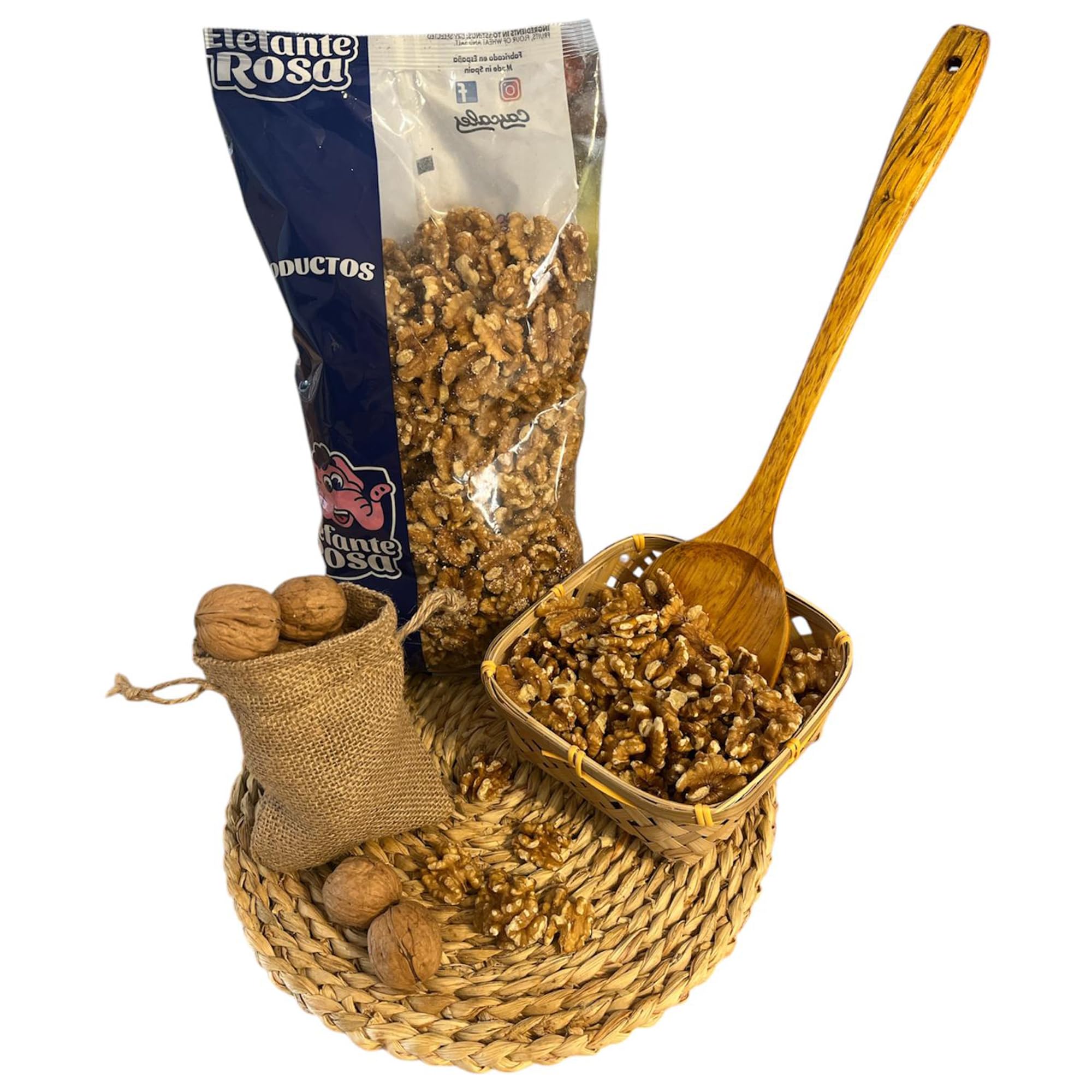 El Elefante Rosa Nueces Peladas Crudas 1kg Mitades Naturales Snack Saludable