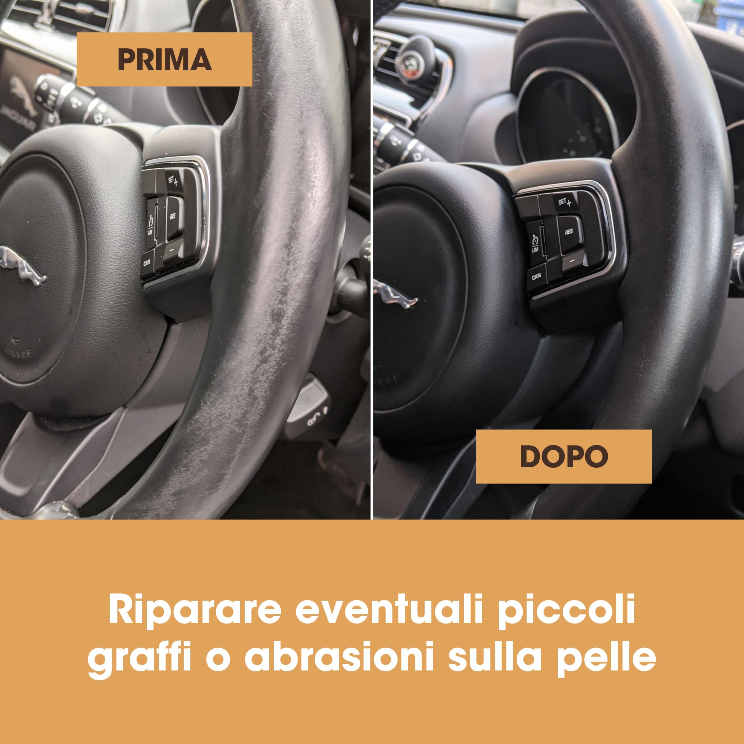 Furniture Clinic Kit di Riparazione per Volanti in Pelle (Nero) - Rimuove qualsiasi Accumulo di Grasso, Ripara Qualsiasi Danno e Ripristina il Colore di Qualsiasi Volante in Pelle Usurata