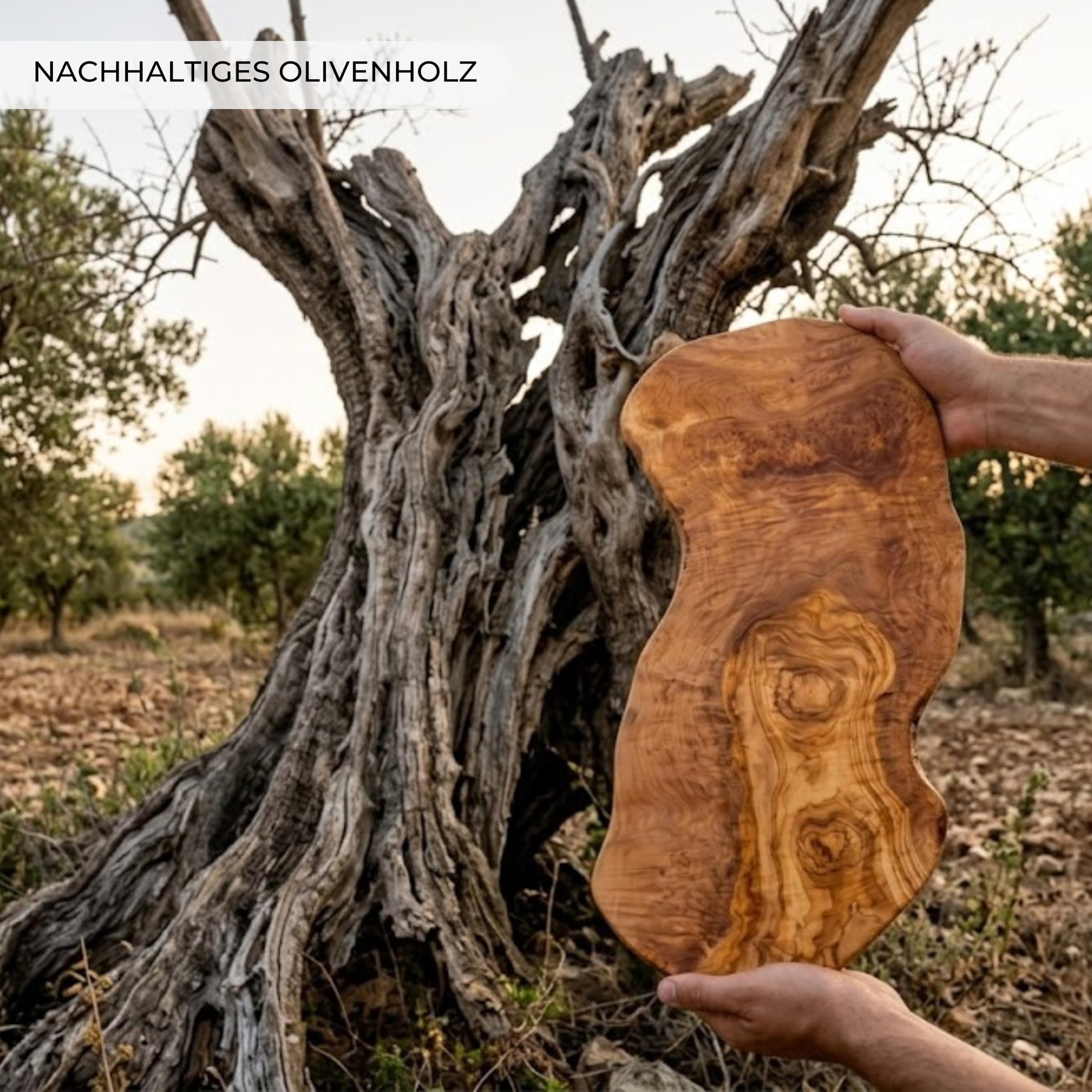 Erreke Schneidebrett aus Olivenholz zum Schneiden und Servieren, 51 x 26 cm | Schneidebrett Holz. Holz-Schneidebrett Küche. Wendbar und handgefertigt. Groß zum Servieren und Schneiden von Käse. Wurst