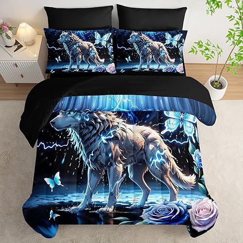 Vista 40 de AILONEN Juego de edredón con estampado de leopardo y rosas para niñas, mujeres, parejas, amantes, 7 piezas en una bolsa, tamaño completo, con Rose3