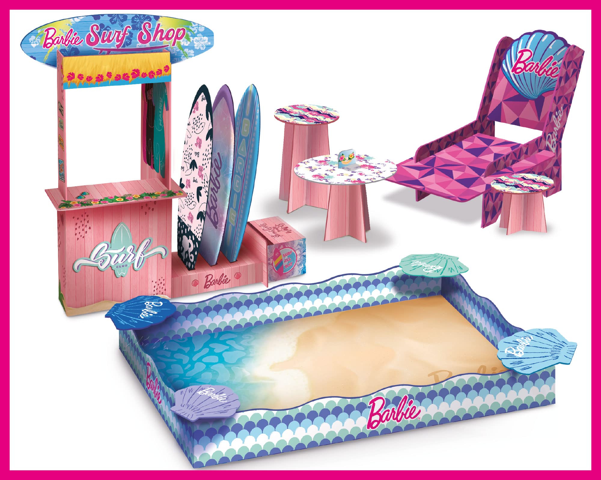 Lisciani – BARBIE Universe – BARBIE Surf & Sand Spielset – Strandspielset – 51,7 x 8 x 33,8 cm – mehrfarbig – Sandspielzeug – fördert die Kreativität – für Kinder ab 4 Jahren