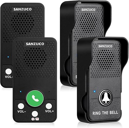 Timbre inalámbrico, comunicación manos libres, dúplex completo, impermeable, rango de 1000 pies, recargable con 4 melodías, 8 niveles de volumen, 2