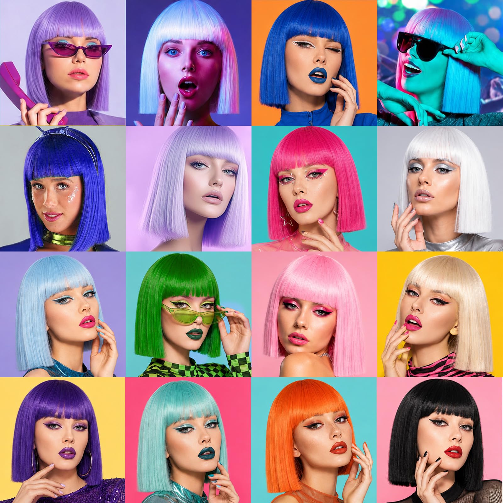 SUKRI Peluca rubia estilo Bob con flequillo, pelucas rubias platinadas para mujer, pelucas sintéticas resistentes al calor, uso diario, fiesta, Halloween (12 pulgadas)