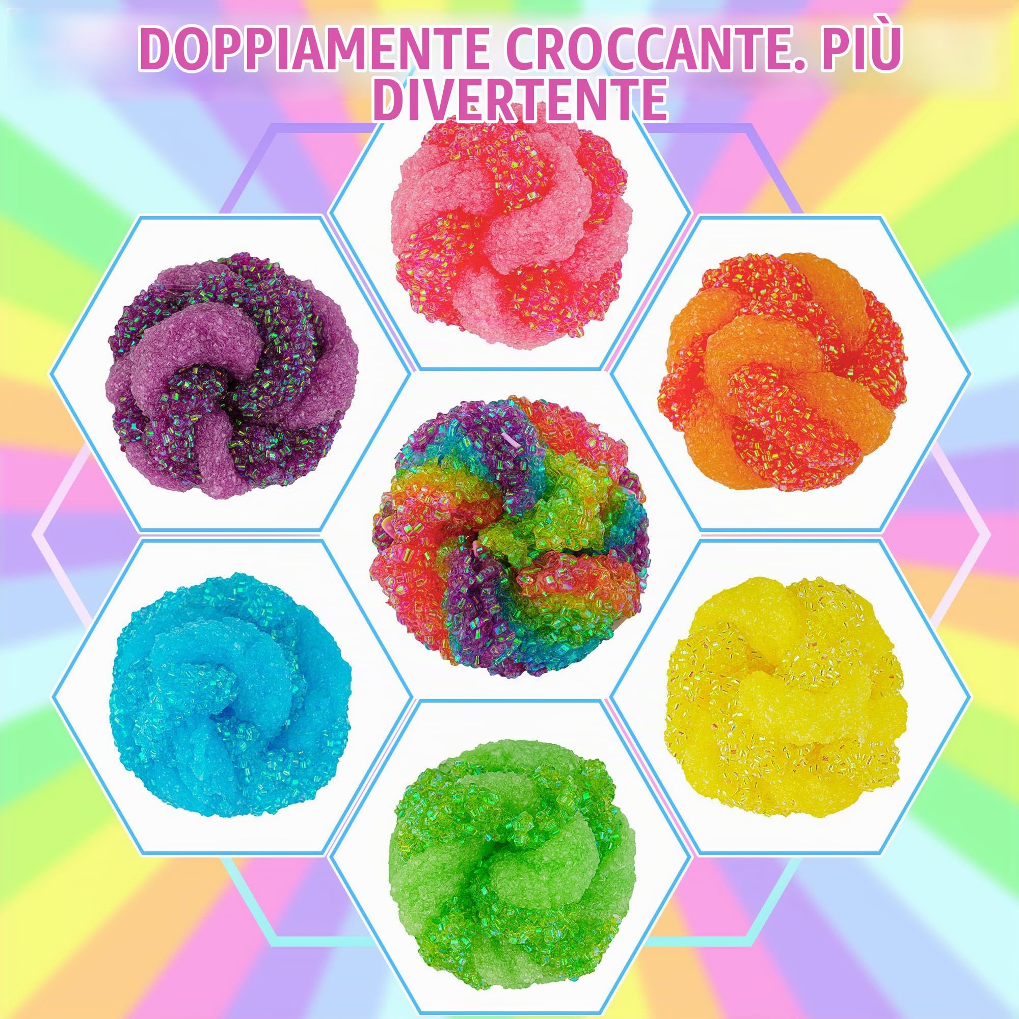 Confezione da 6 Kit Slime Croccante Bingsu, Slime Arcobaleno per Bambini, con Graziosi Ciondoli per Slime e Componenti Aggiuntivi, Gadget per Feste di Slime Giocattoli Sensoriali, Regalo per