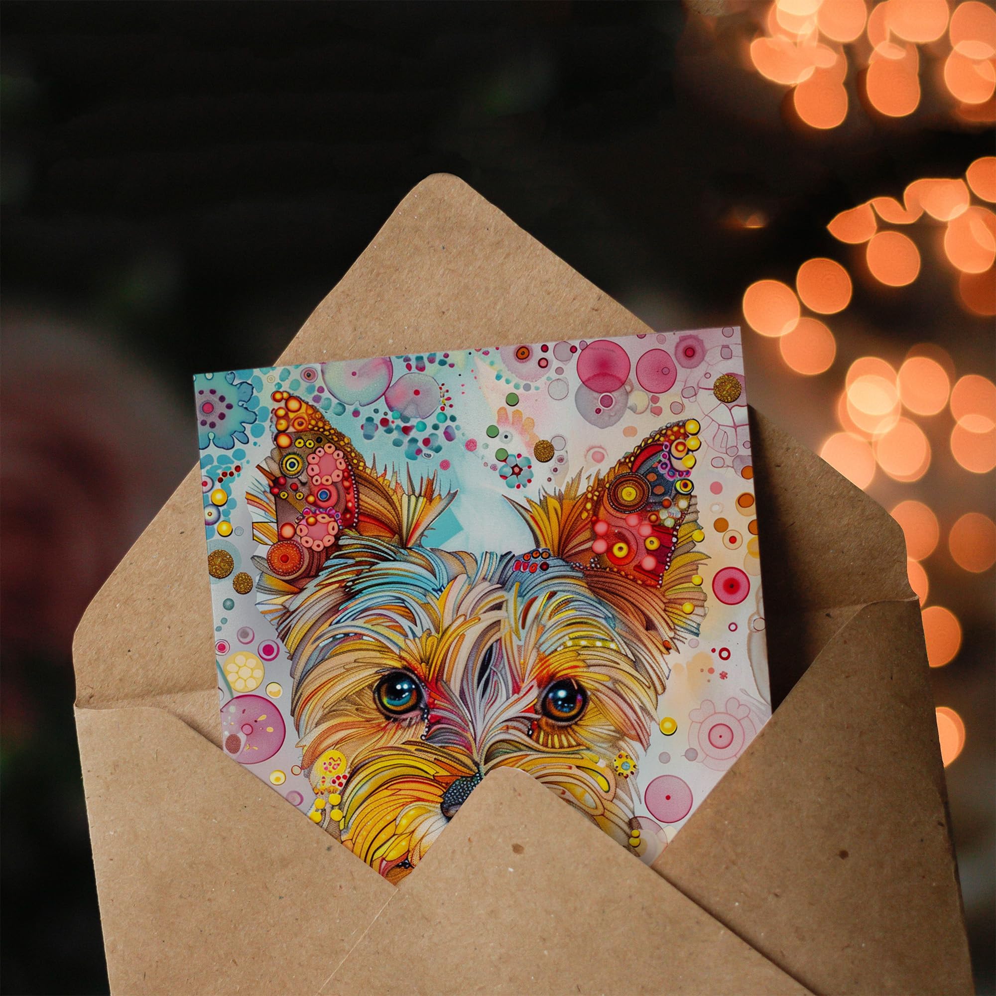 Artery8 Biglietto Auguri Compleanno Cane Yorkshire Terrier Astratto Per Donna
