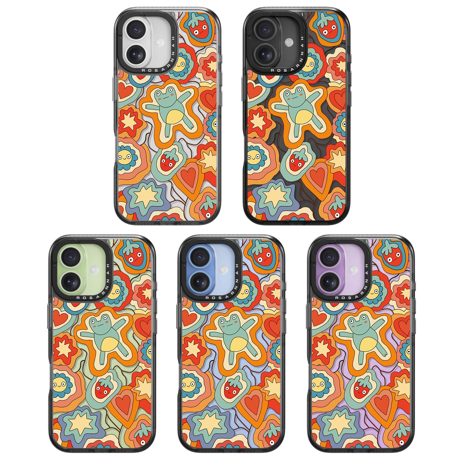 Rosarnnah 17BS - Funda compatible con iPhone – Funda duradera a prueba de golpes de impacto de caída de 6.5 pies – Diseño divertido de ensueño de rana negra para iPhone (6.1 pulgadas)