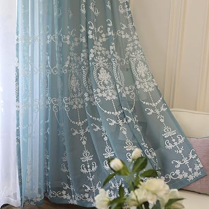 Amazon 姫系レースカーテン おしゃれ カーテン レース カーテン 北欧 カーテン かわいい 刺繍 目隠し効果 通気性が良く 幅100cm 丈0cm 2枚組 レースカーテン オンライン通販