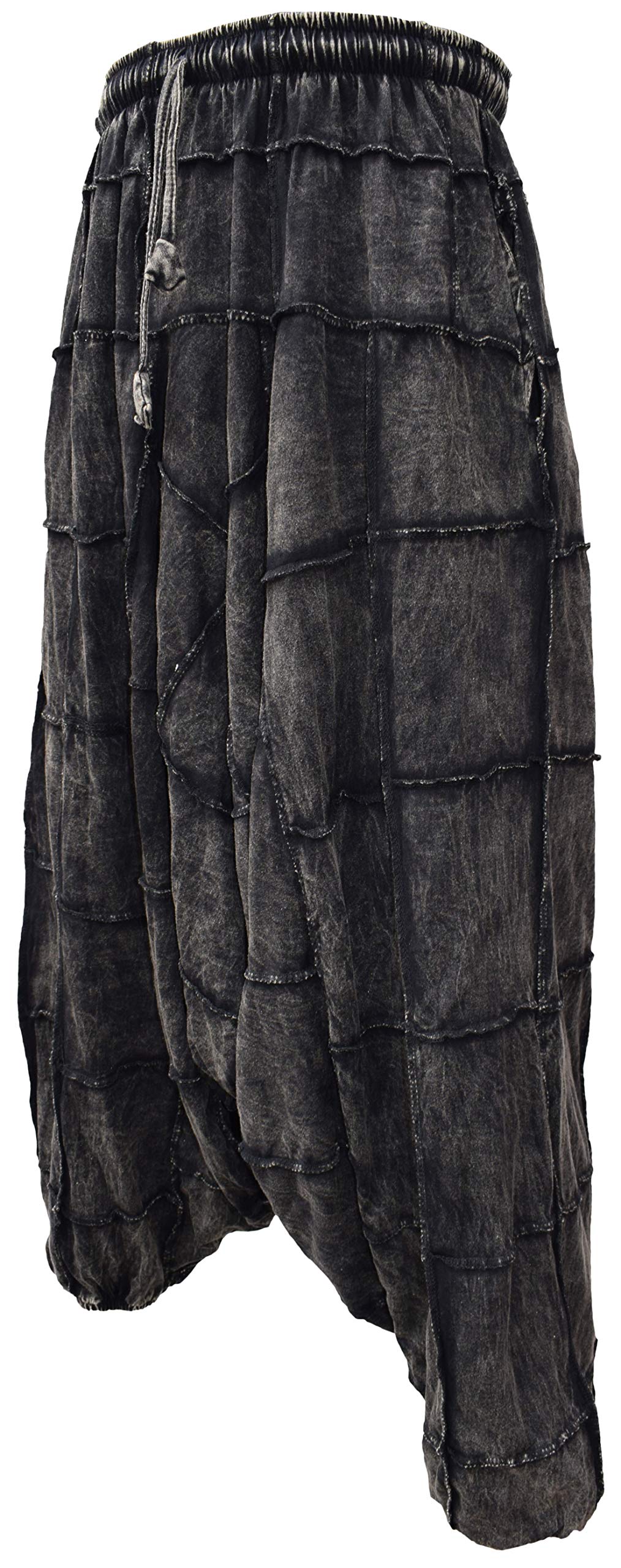 Uomo Peso Leggero Cotone Cavallo Basso Ninja Aladdin Genio Nero Lavoro di Patch Harem I Pantaloni