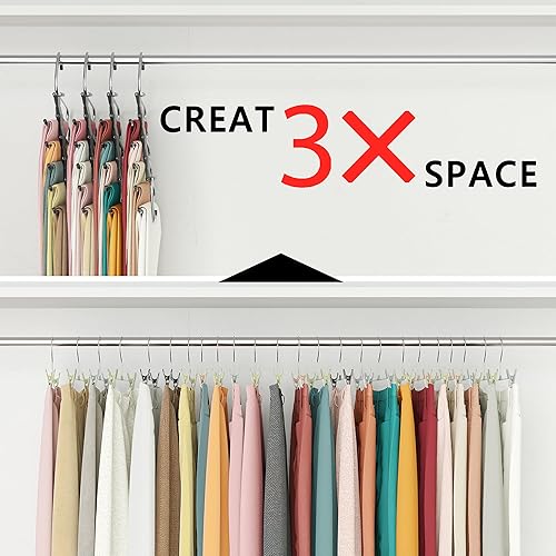 Miniatura 2 de SUOCO Paquete de 2 perchas para pantalones que ahorran espacio, estante multifuncional para pantalones, organizadores de armario y almacenamiento