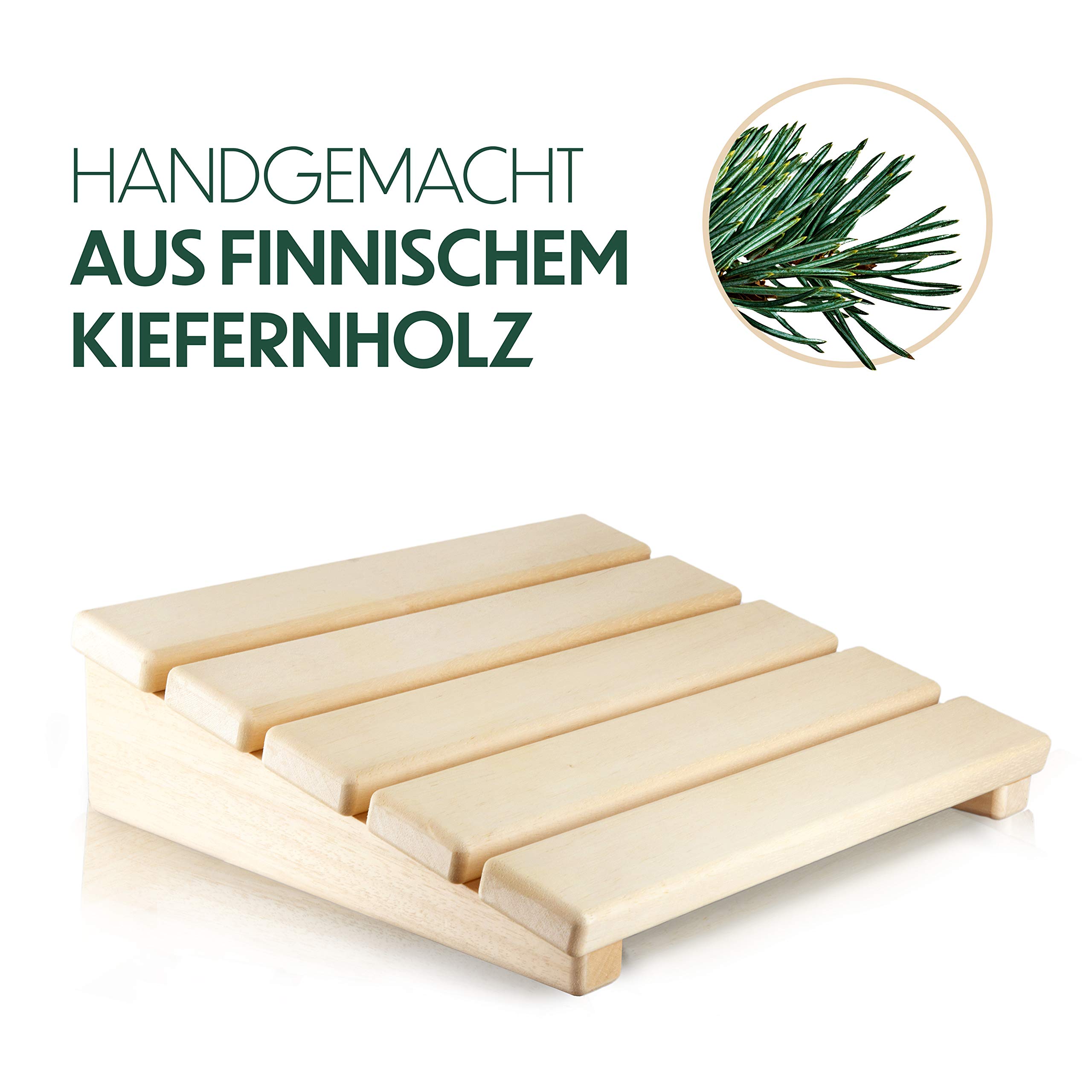 CozyNature® Poggiatesta per sauna | 2022 UPDATE - senza resina | Schienale di alta qualità in pino finlandese | Set di 2 pezzi | Accessori per sauna 2 in 1 | fatti a mano | trattati termicamente