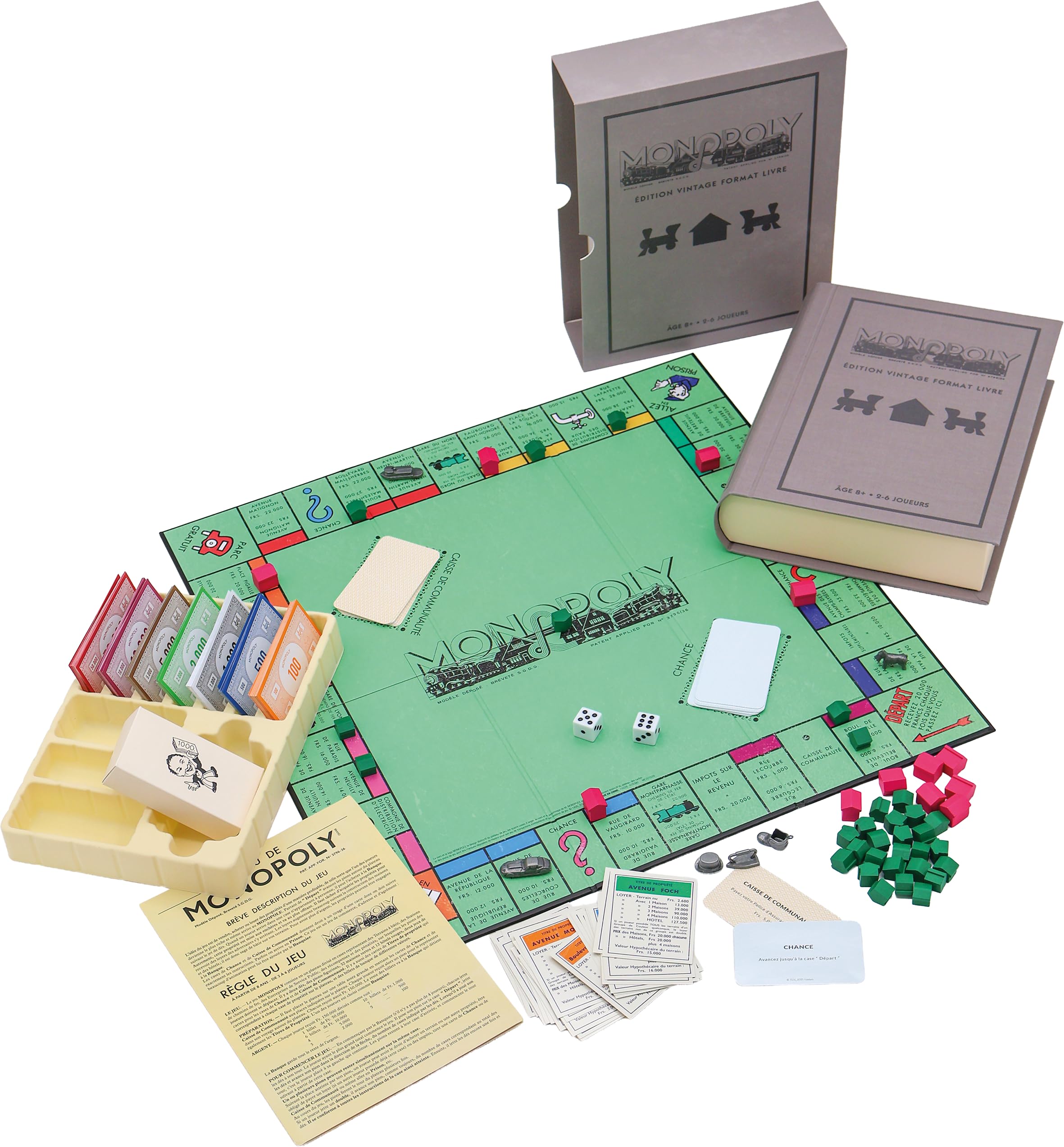 Megableu - Monopoly Édition Vintage Boite Format Livre - Jeu de Société Classique Version 1936 pour Famille & Enfants dès 8 Ans - Monopoly Collector Premium comme Un Livre - 2–6 Joueurs - en Français