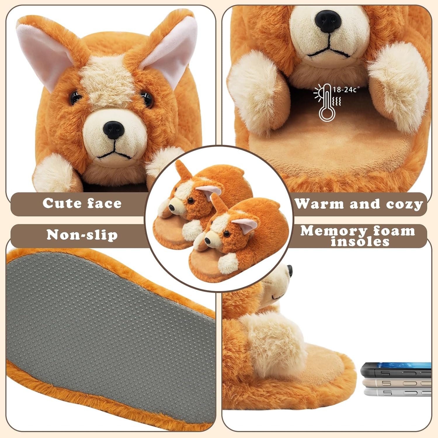 Funny Animal Slippers for Women, Cartoon Cute Fluffy Animal Slippers Cotton Soft Memory Foam Indoor Slippers,Birthday Gifts for Women - Image 7