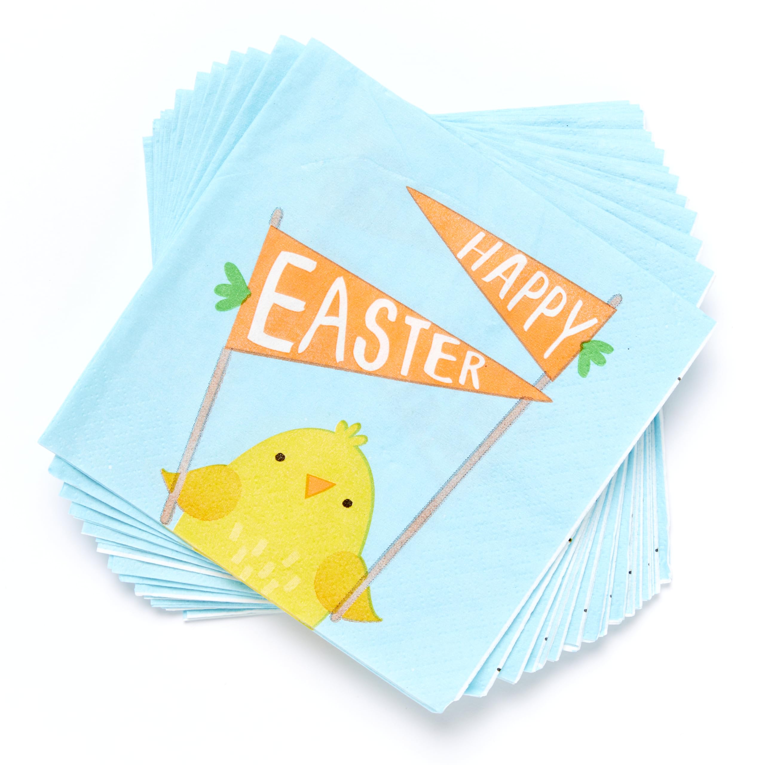 amscan Hello Bunny, Easter Blue Beverage Party Napkins, 5" x 5", 16 Ct.