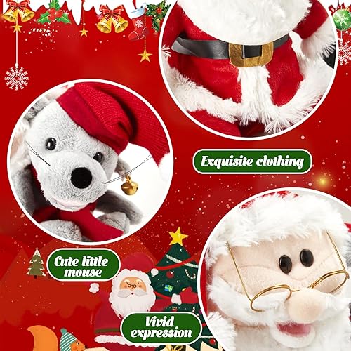 Miniatura 3 de Houwsbaby Juguetes interactivos de peluche de Navidad con música de Papá Noel que canta, animal de peluche electrónico animado con amigo de peluche,
