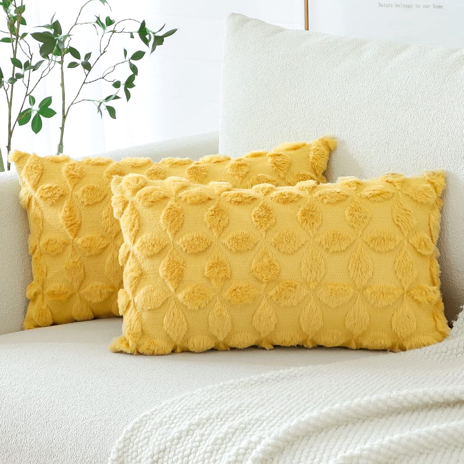 OTOSTAR Set of 2 Soft Plush Short Wool Velvet Decorative