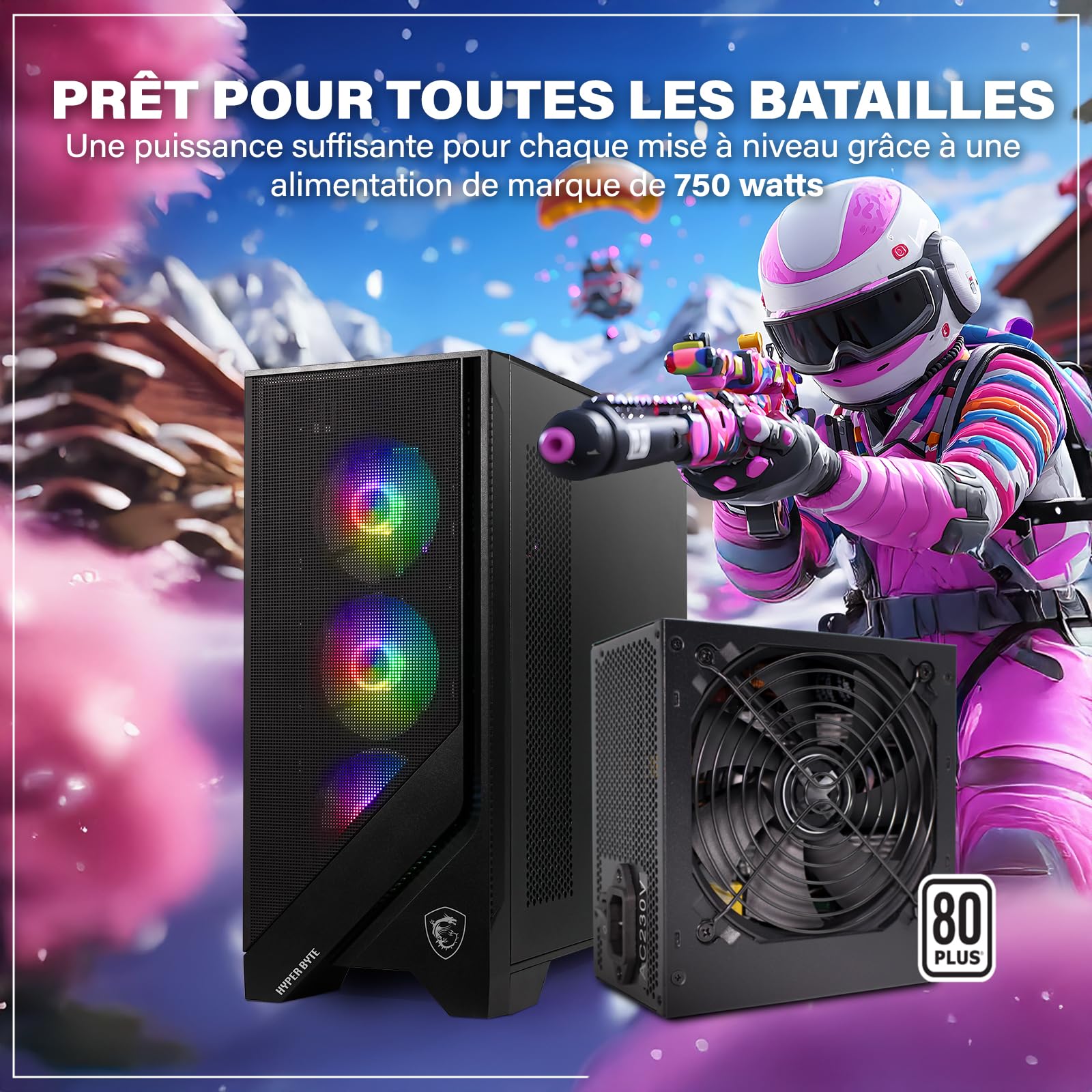 HYPER BYTE® Basic Gaming PC - Ordinateur avec AMD Ryzen 7 5700G avec 4,6 GHz | Radeon Vega 8 | 16GO DDR4 RAM | 1TB SSD | Silent Water Cooling | Gamer Tower Desktop | WLAN | Win11 Pro