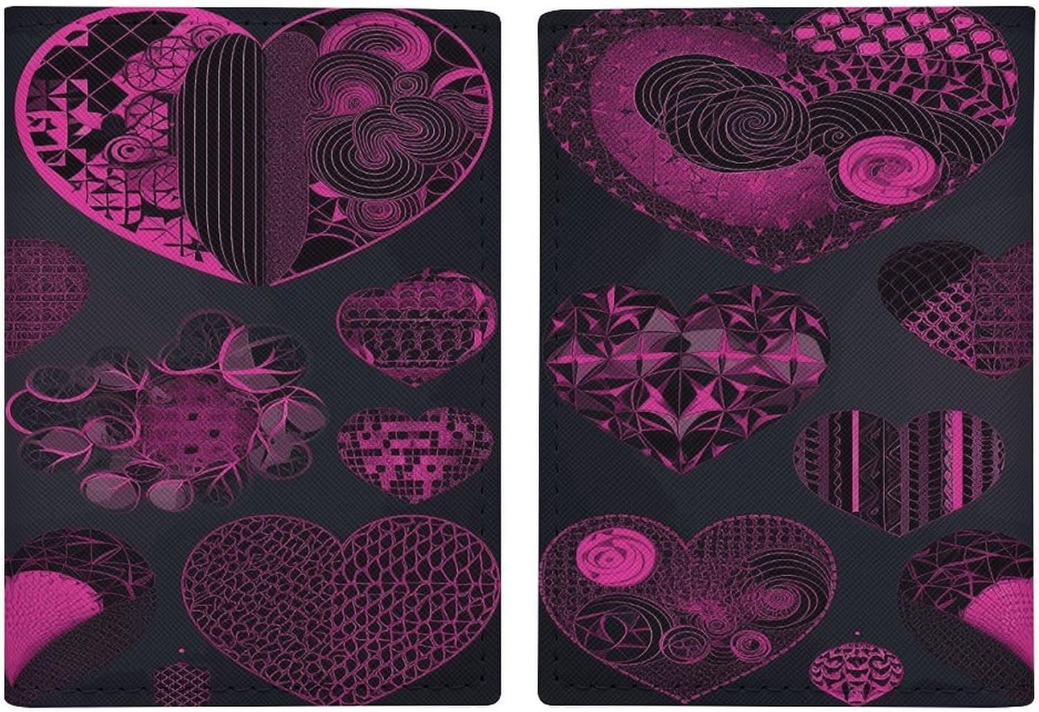 Pink Heart Collection Passport Holder Travel Passports Wallet with Card Slot Passport Cover PU Passports Protector