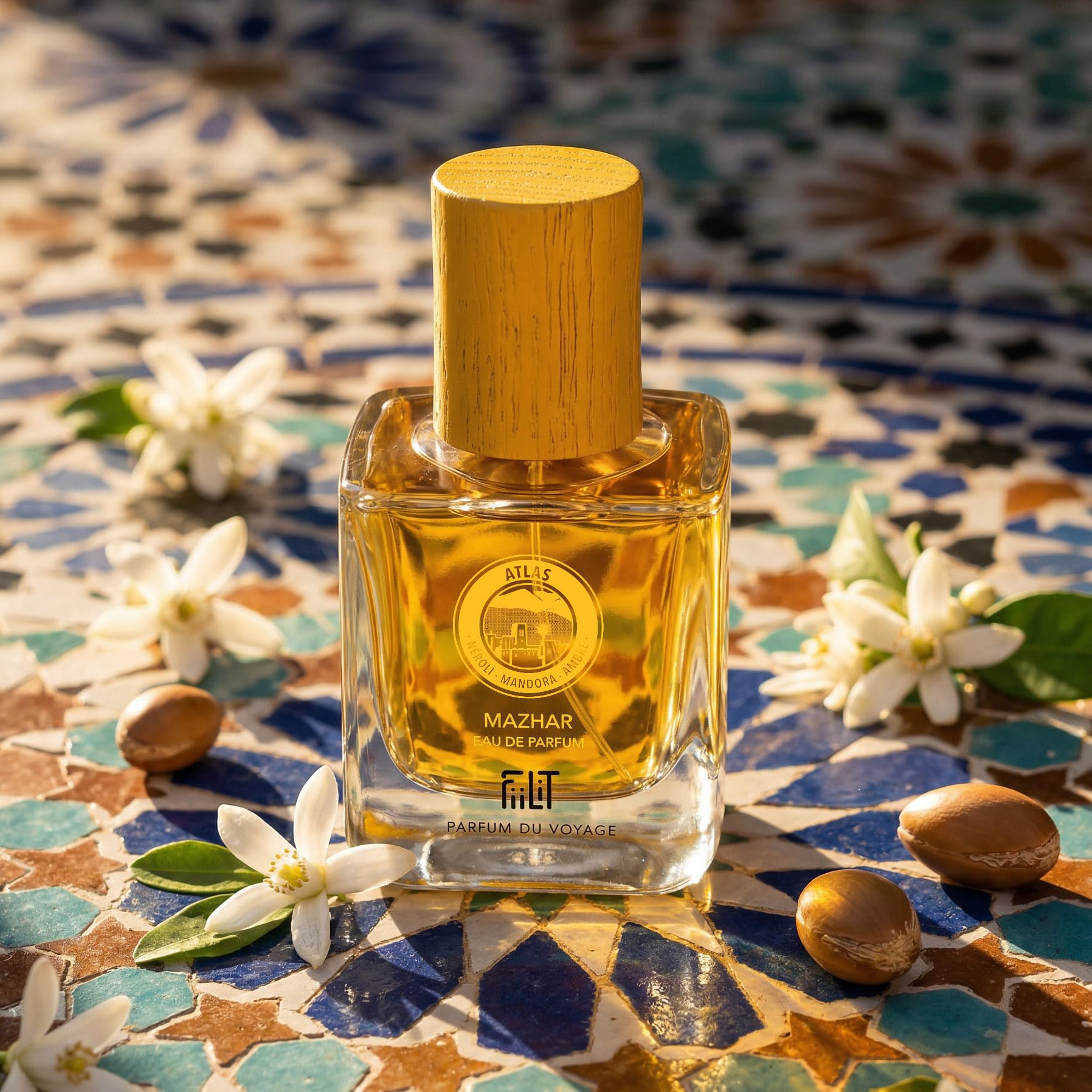 Naturalna woda perfumowana MAZHAR ATLAS 50 ml - FiiLiT perfumy podróżne - mieszane - dla kobiet i mężczyzn - Butelka z możliwością ponownego ładowania - Neroli Orientalny Kwiatowy Kwiatowy Oranger