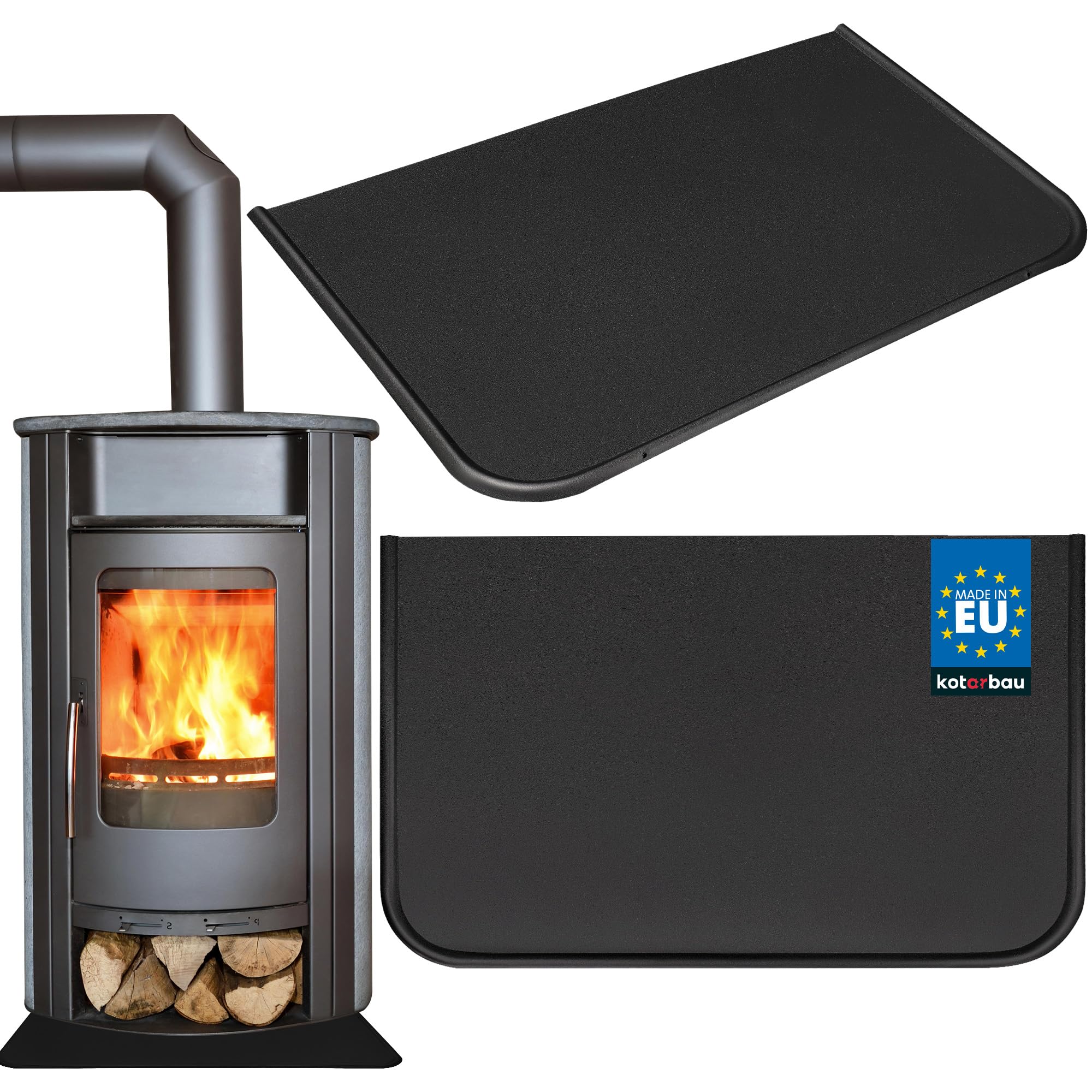 KOTARBAU® Fireplace Base Plate 30 x 50 cm Made of Powder Coating Steel Black Floor Sheet Ash Tray Fireplace Base Plate Fireplace Plate Dirt Plate Floor Protection for Fire Pits Oven Tray Spark