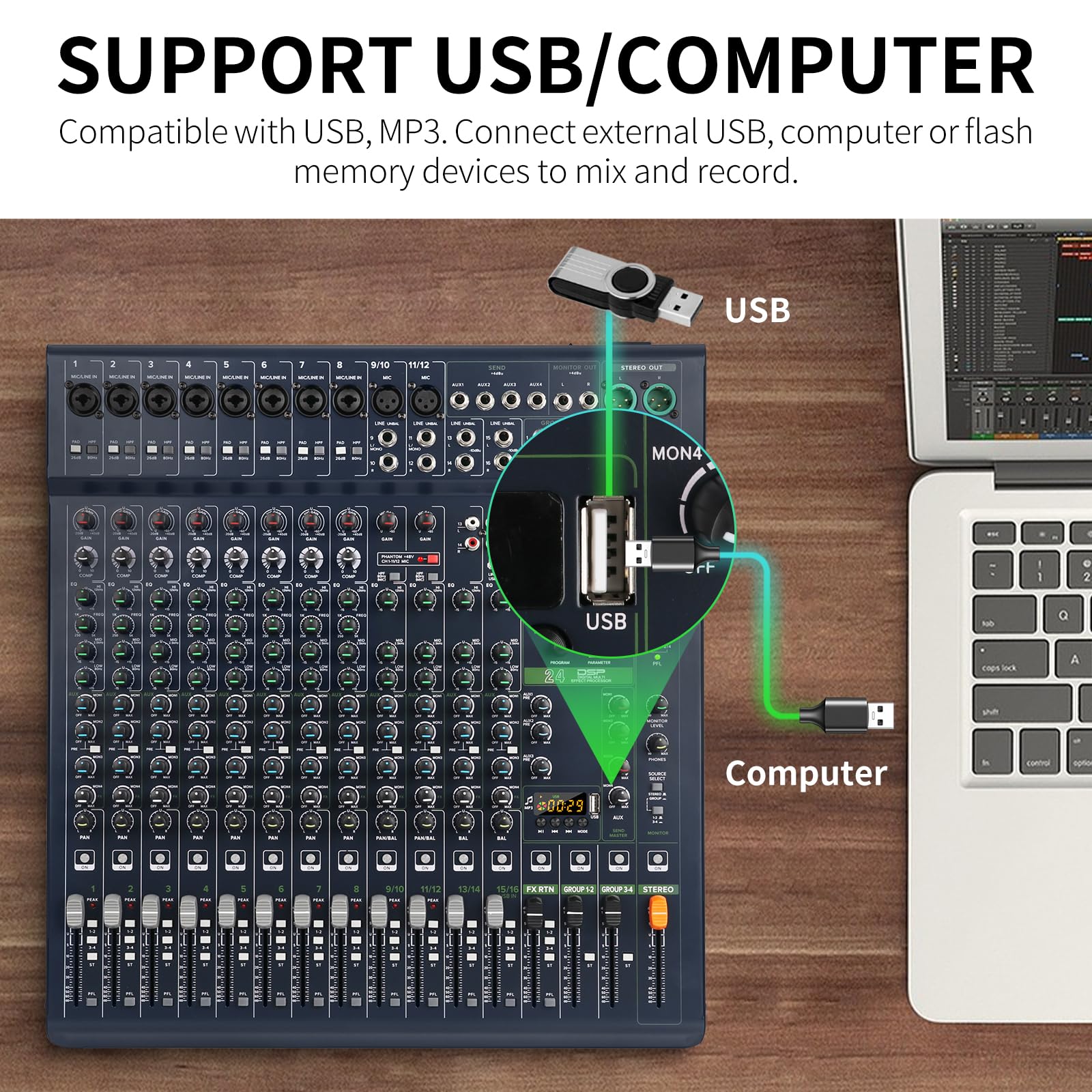Amazon.com: XTUGA BX16 16 Channel Audio Mixer Professional Stereo